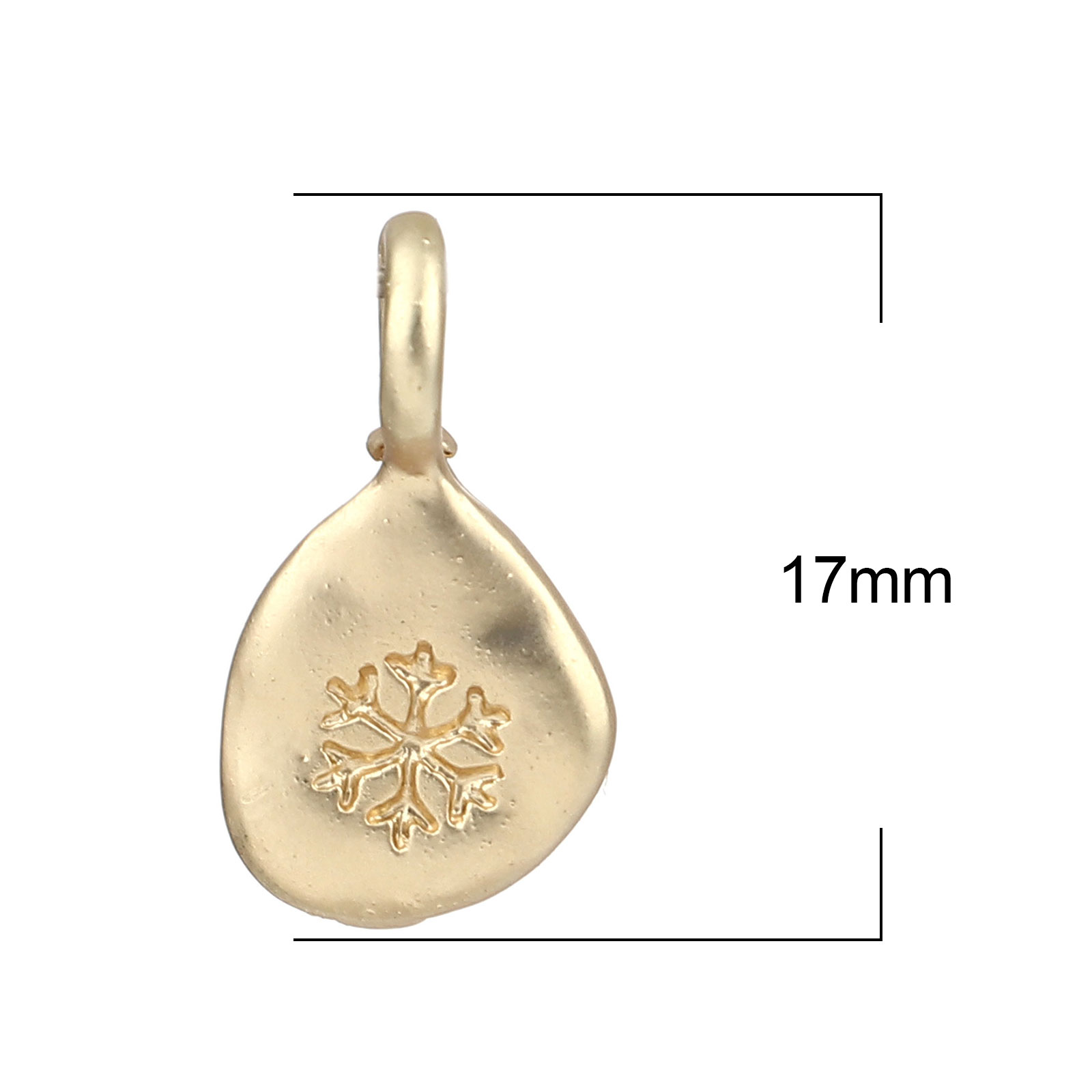 Picture of Zinc Based Alloy Christmas Charms Oval Matt Gold Snowflake 17mm x 9mm, 10 PCs