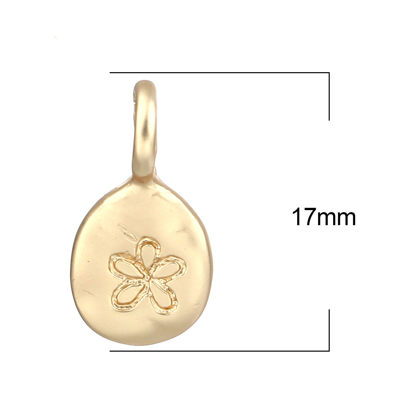 Picture of Zinc Based Alloy Charms Oval Matt Gold Flower 17mm x 9mm, 10 PCs