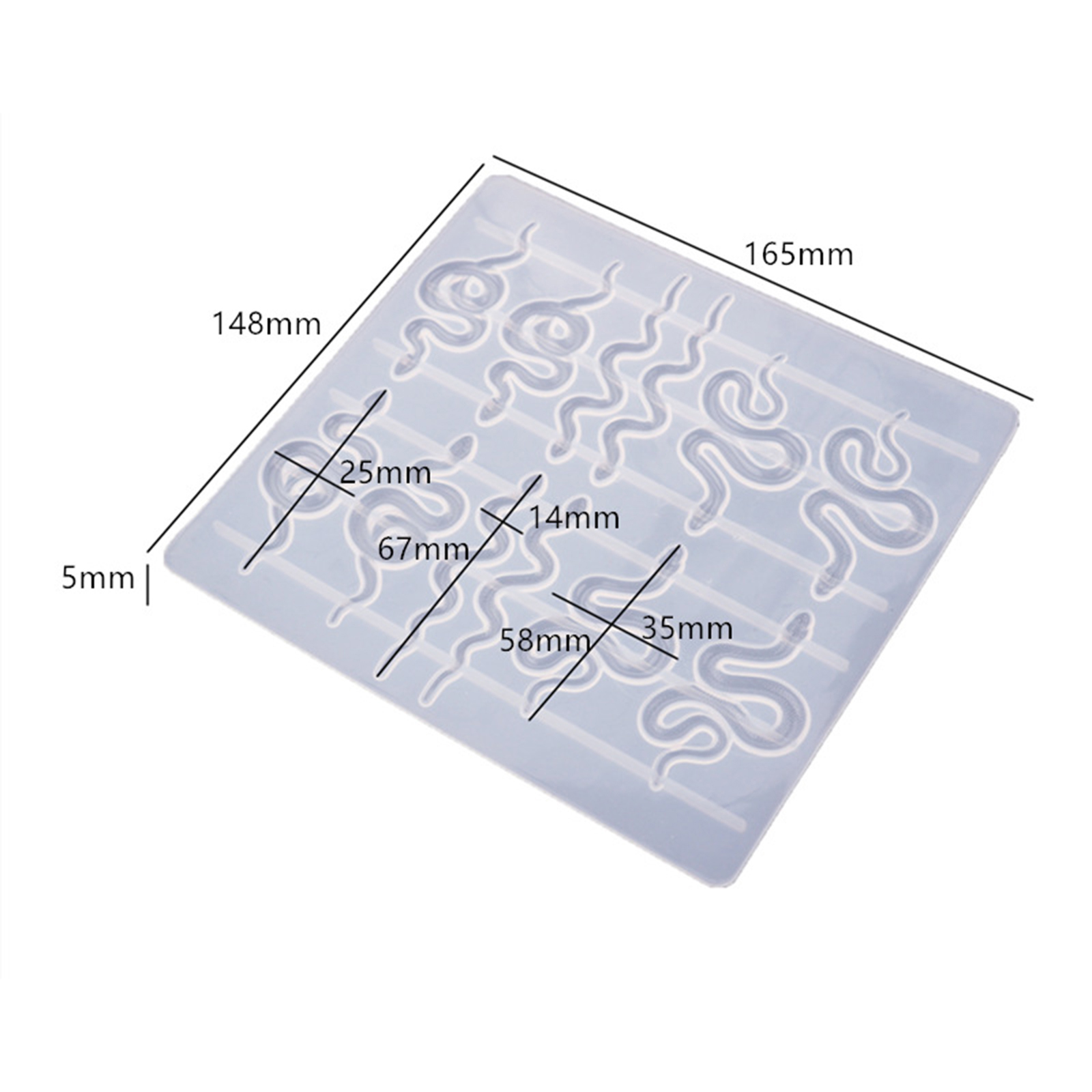 Picture of Silicone Resin Mold For Jewelry Making Rectangle Snake White 16.5cm x 14.8cm, 1 Piece