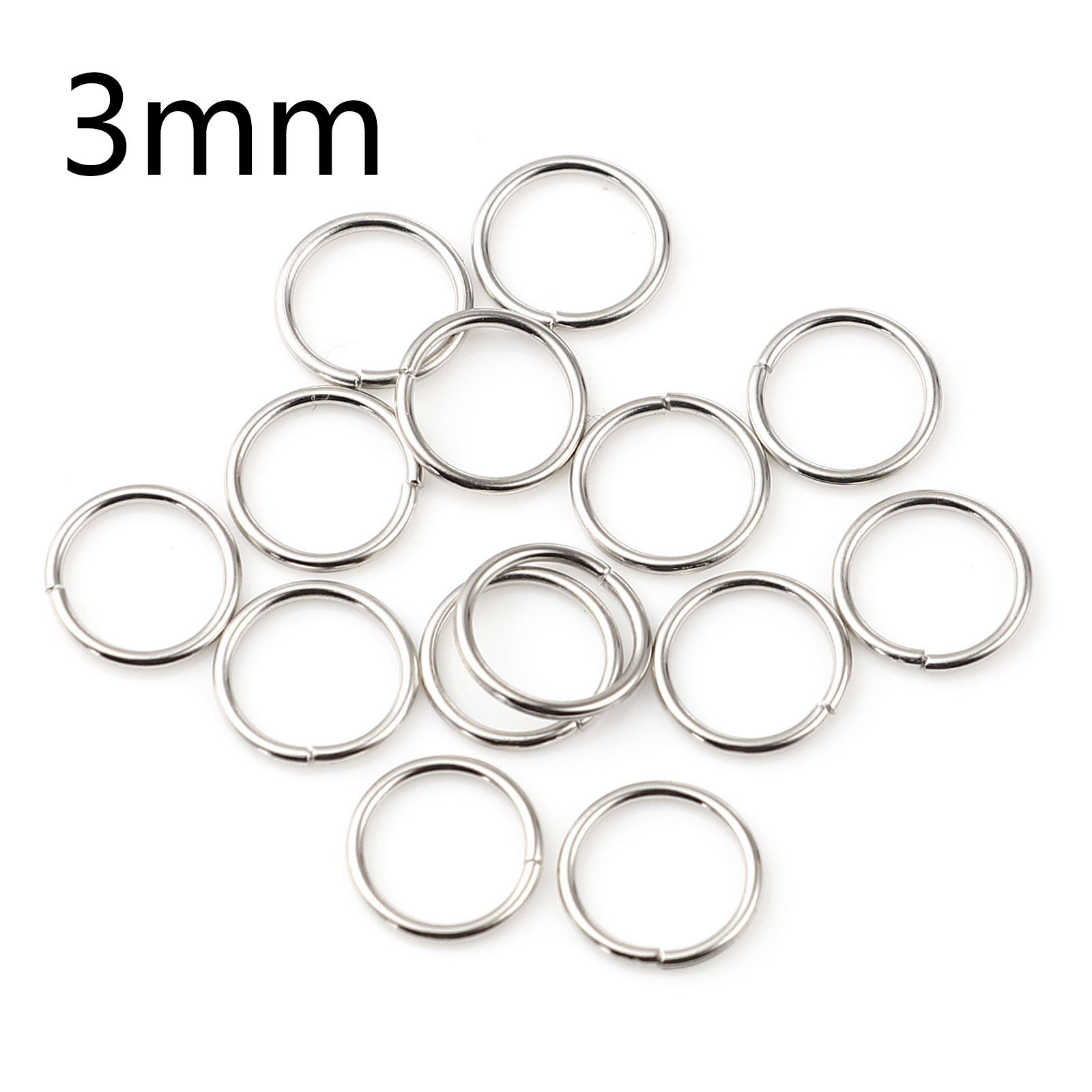 Picture of 0.5mm Iron Based Alloy Open Jump Rings Findings Circle Ring Silver Tone 3mm Dia, 200 PCs
