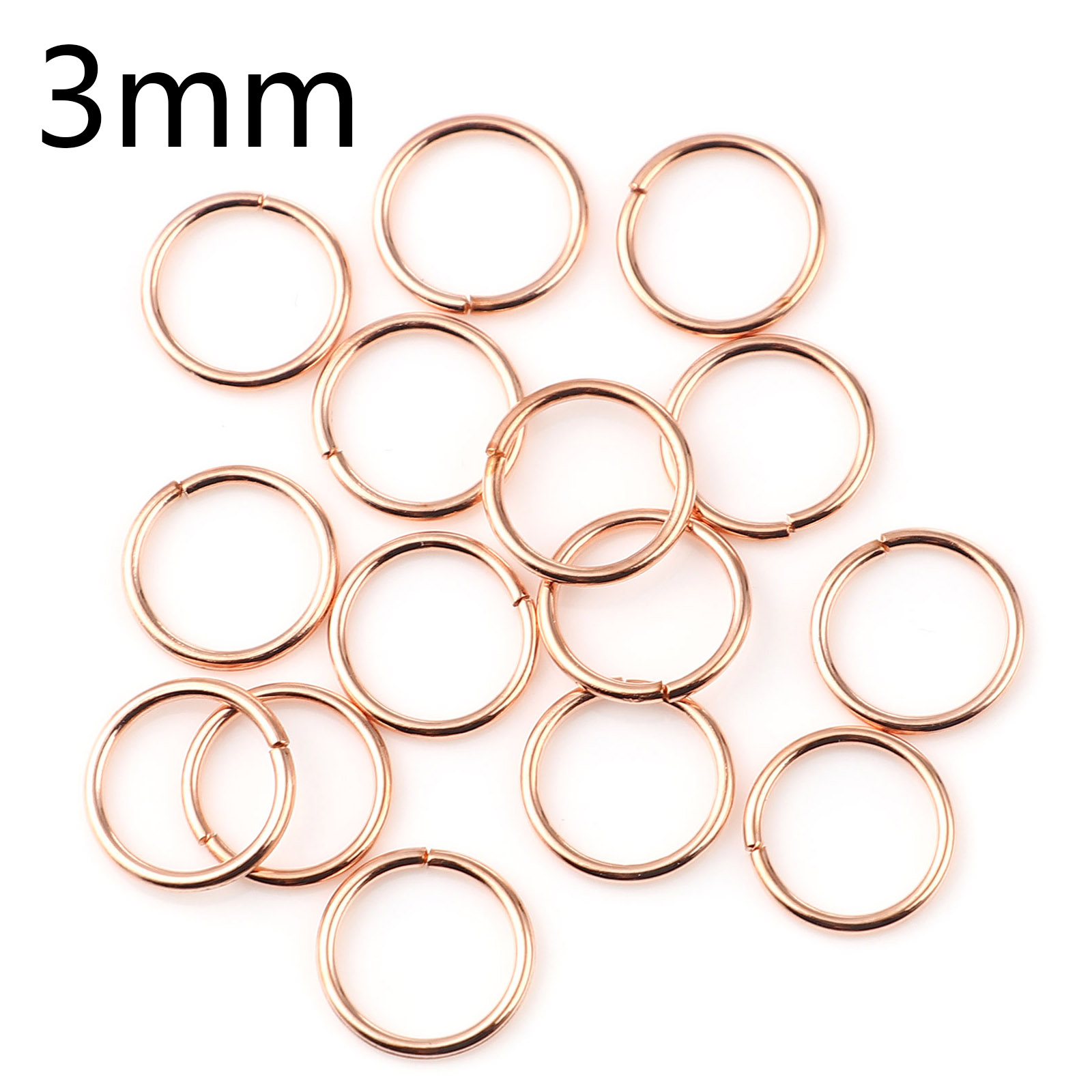 Picture of 0.5mm Iron Based Alloy Open Jump Rings Findings Circle Ring Rose Gold 3mm Dia, 200 PCs