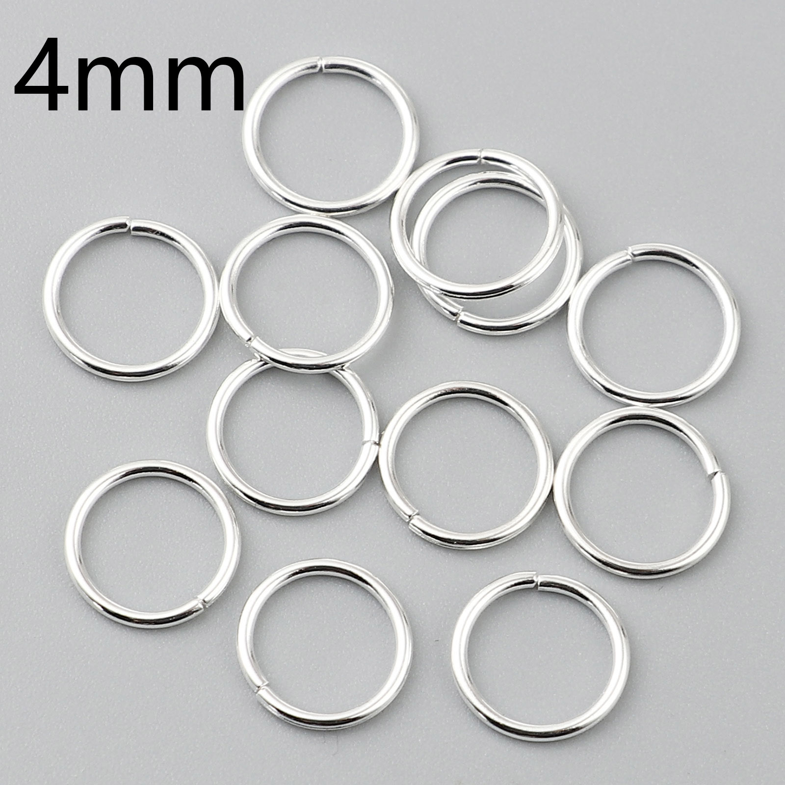 Picture of 0.7mm Iron Based Alloy Open Jump Rings Findings Circle Ring Silver Plated 4mm Dia, 200 PCs