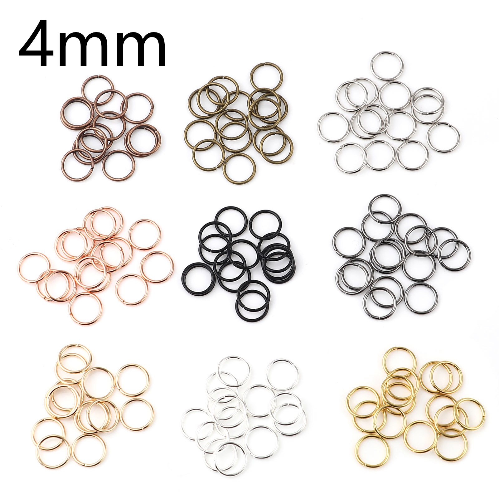Picture of 0.7mm Iron Based Alloy Open Jump Rings Findings Circle Ring At Random 4mm Dia, 200 PCs