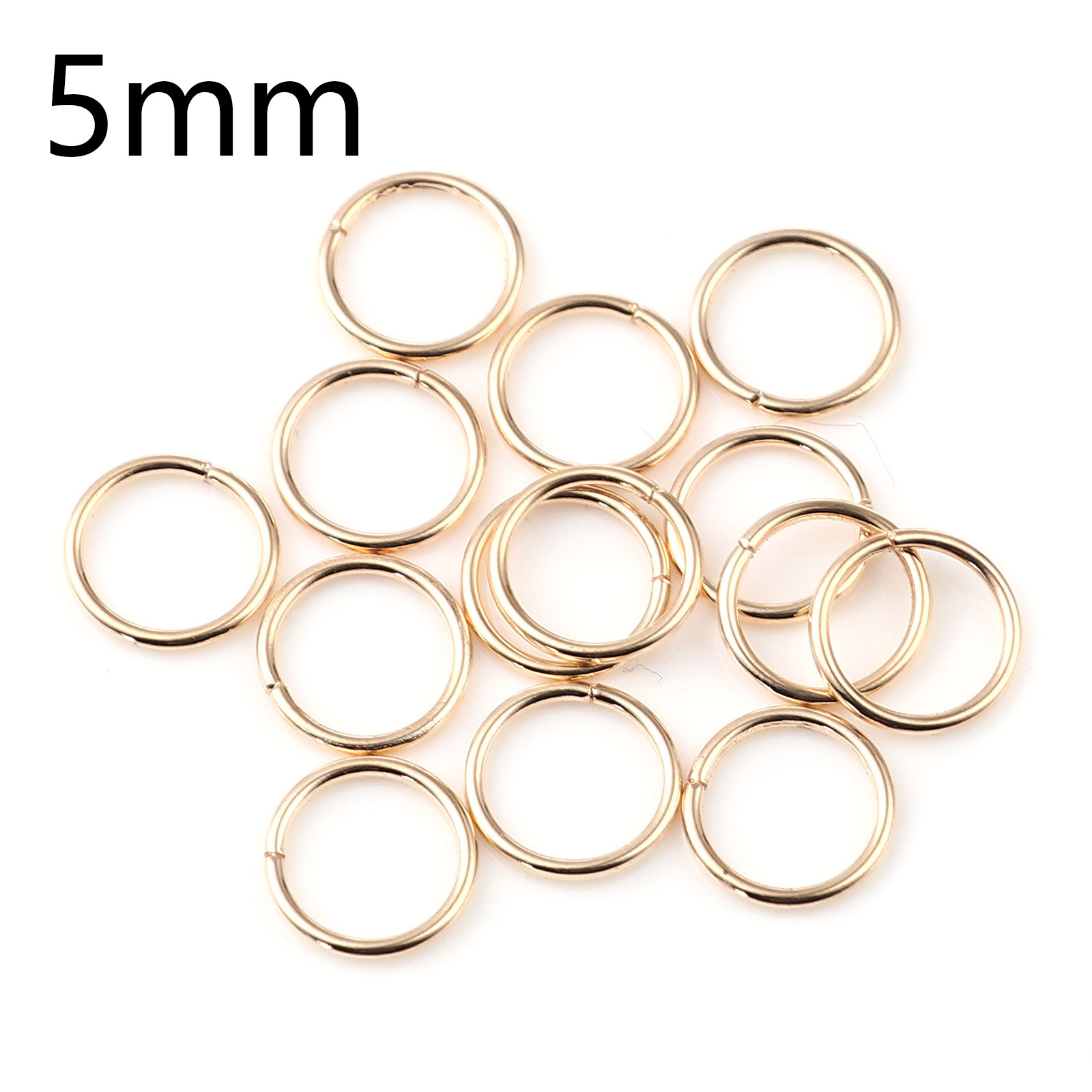 Picture of 0.7mm Iron Based Alloy Open Jump Rings Findings Circle Ring KC Gold Plated 5mm Dia, 200 PCs