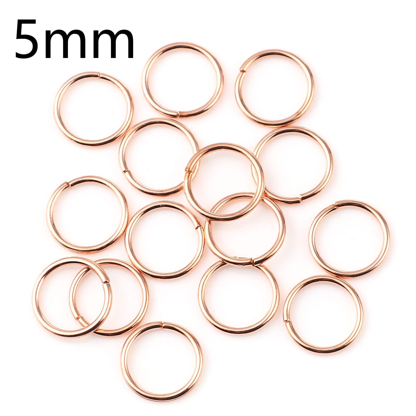 Picture of 0.7mm Iron Based Alloy Open Jump Rings Findings Circle Ring Rose Gold 5mm Dia, 200 PCs