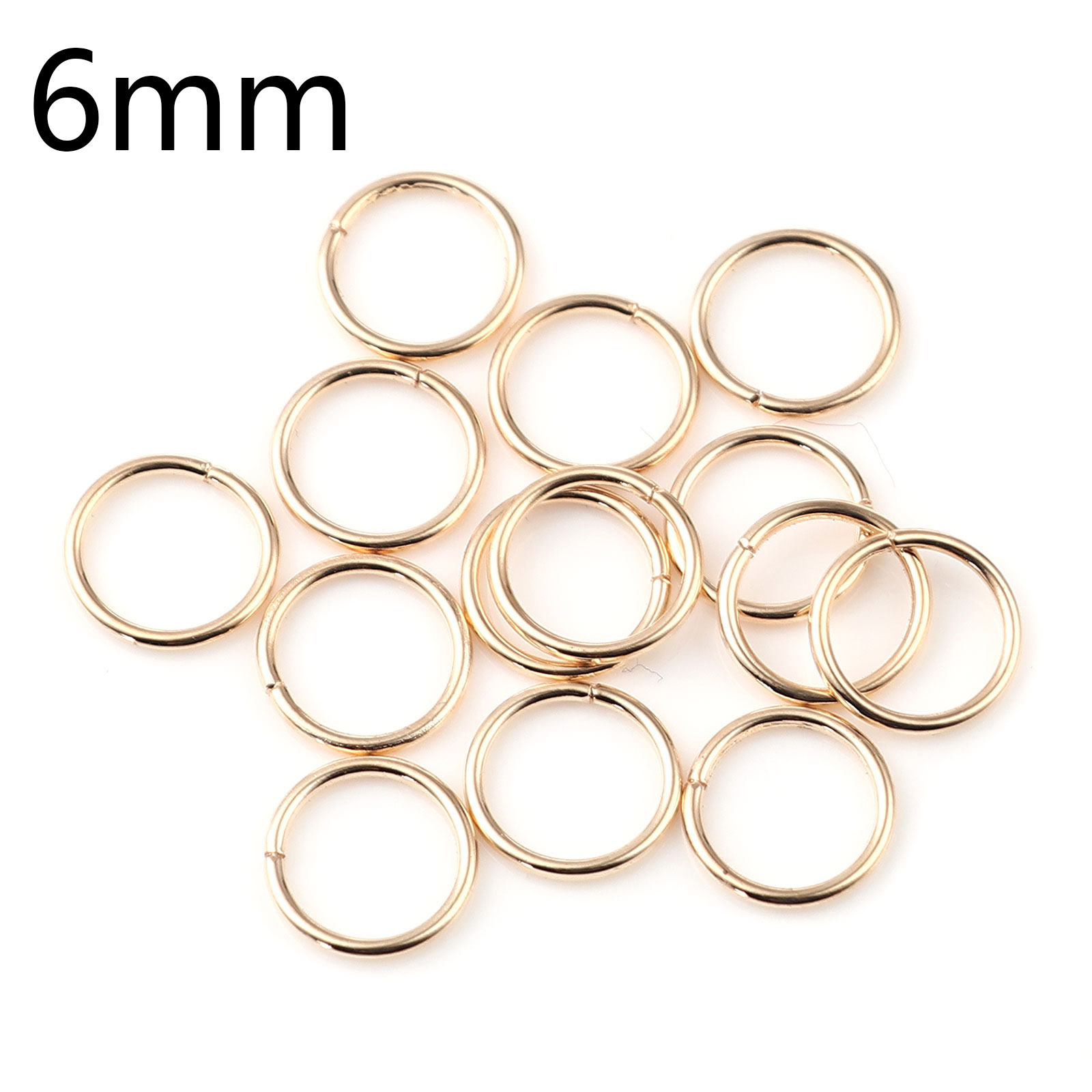 Picture of 0.7mm Iron Based Alloy Open Jump Rings Findings Circle Ring KC Gold Plated 6mm Dia, 200 PCs