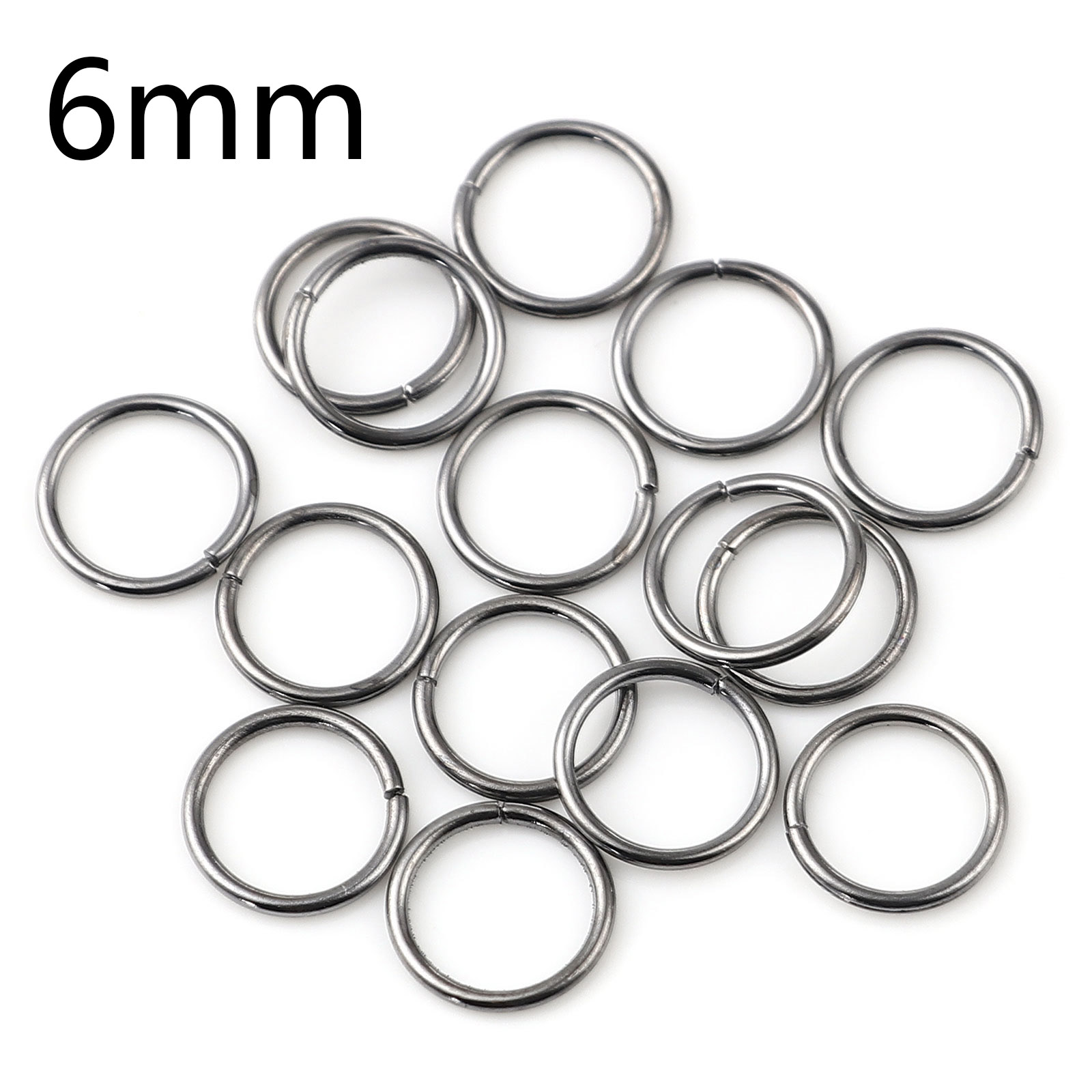 Picture of 0.7mm Iron Based Alloy Open Jump Rings Findings Circle Ring Gunmetal 6mm Dia, 200 PCs