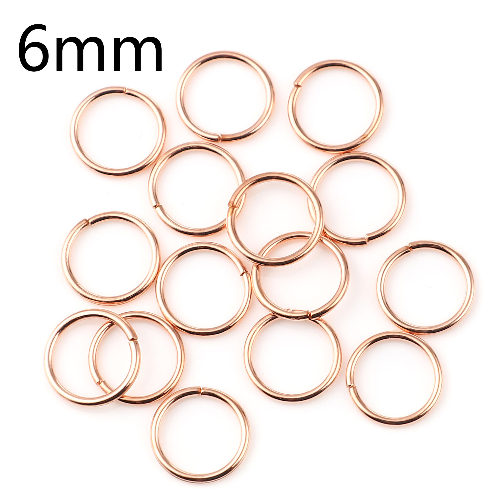 Picture of 0.7mm Iron Based Alloy Open Jump Rings Findings Circle Ring Rose Gold 6mm Dia, 200 PCs