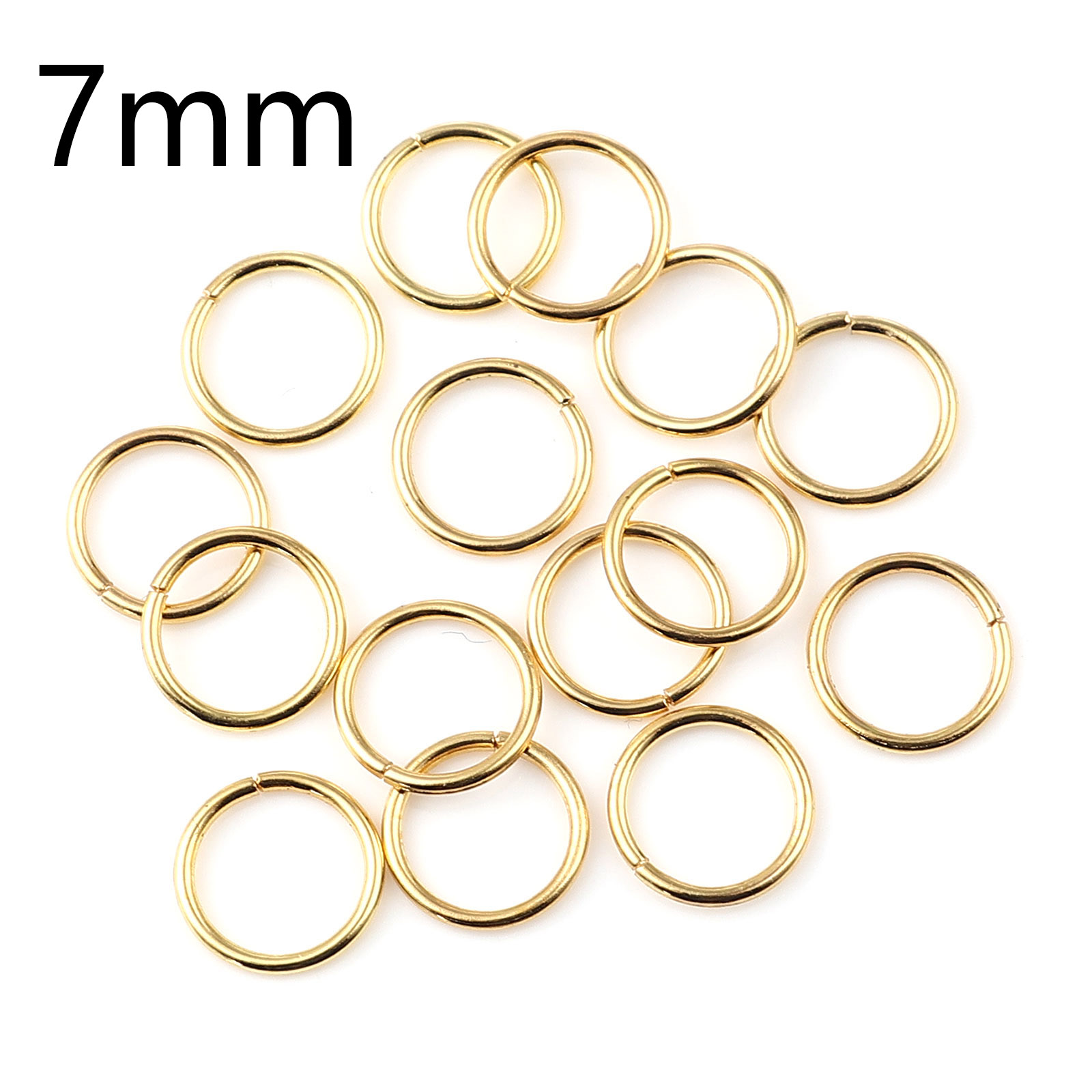 Picture of 0.7mm Iron Based Alloy Open Jump Rings Findings Circle Ring Gold Plated 7mm Dia, 200 PCs