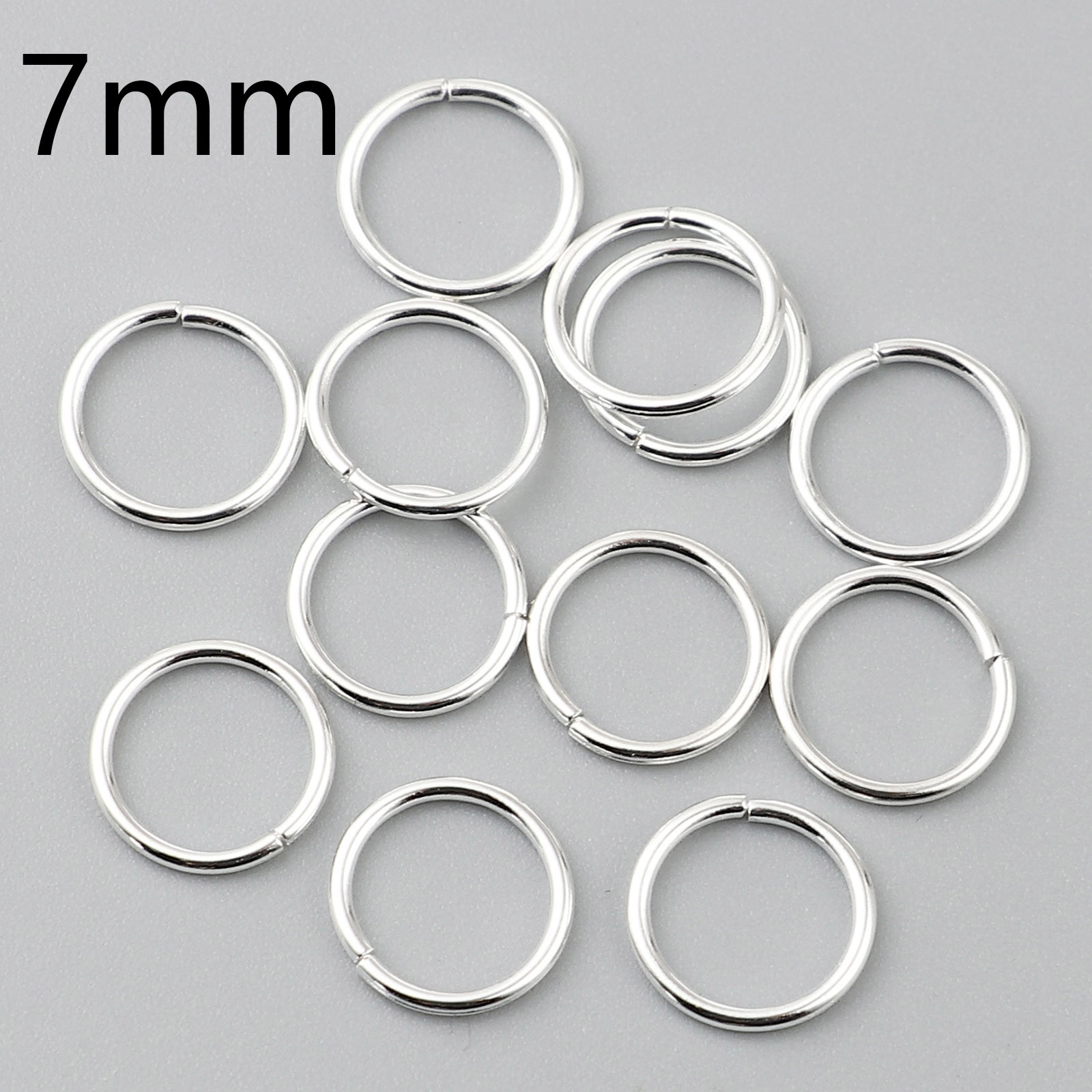 Picture of 0.7mm Iron Based Alloy Open Jump Rings Findings Circle Ring Silver Plated 7mm Dia, 200 PCs