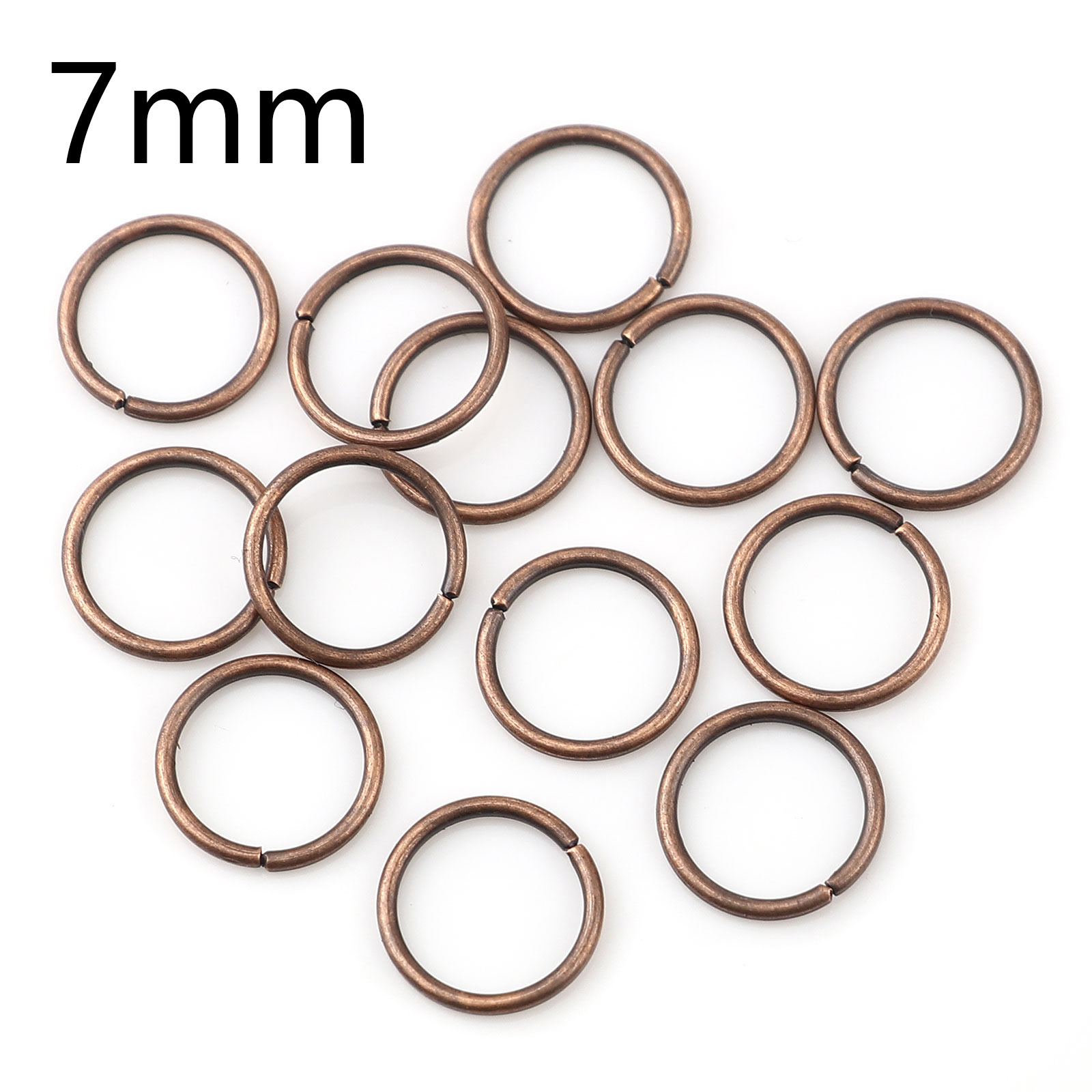Picture of 0.7mm Iron Based Alloy Open Jump Rings Findings Circle Ring Antique Copper 7mm Dia, 200 PCs