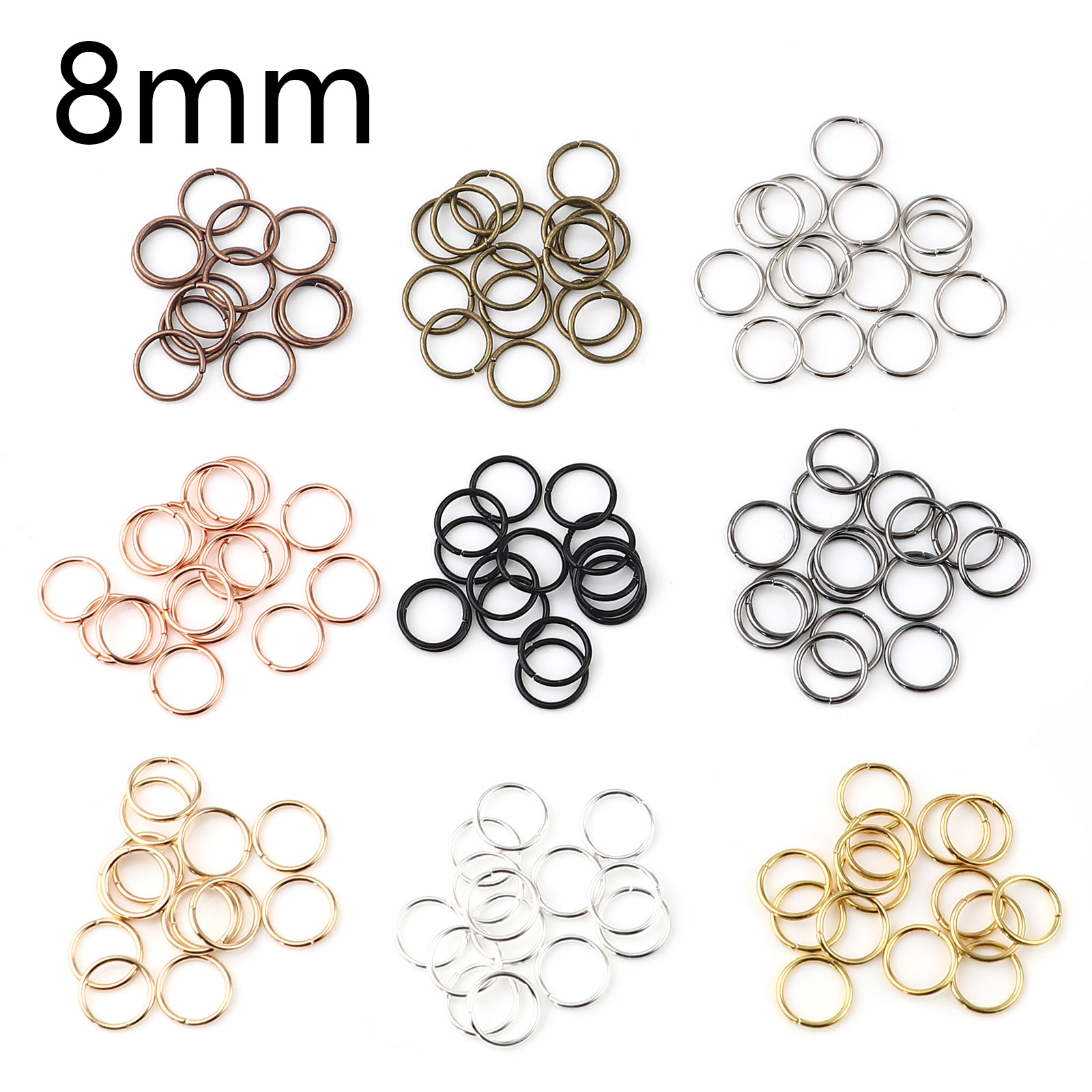 Picture of 1mm Iron Based Alloy Open Jump Rings Findings Circle Ring At Random 8mm Dia, 200 PCs