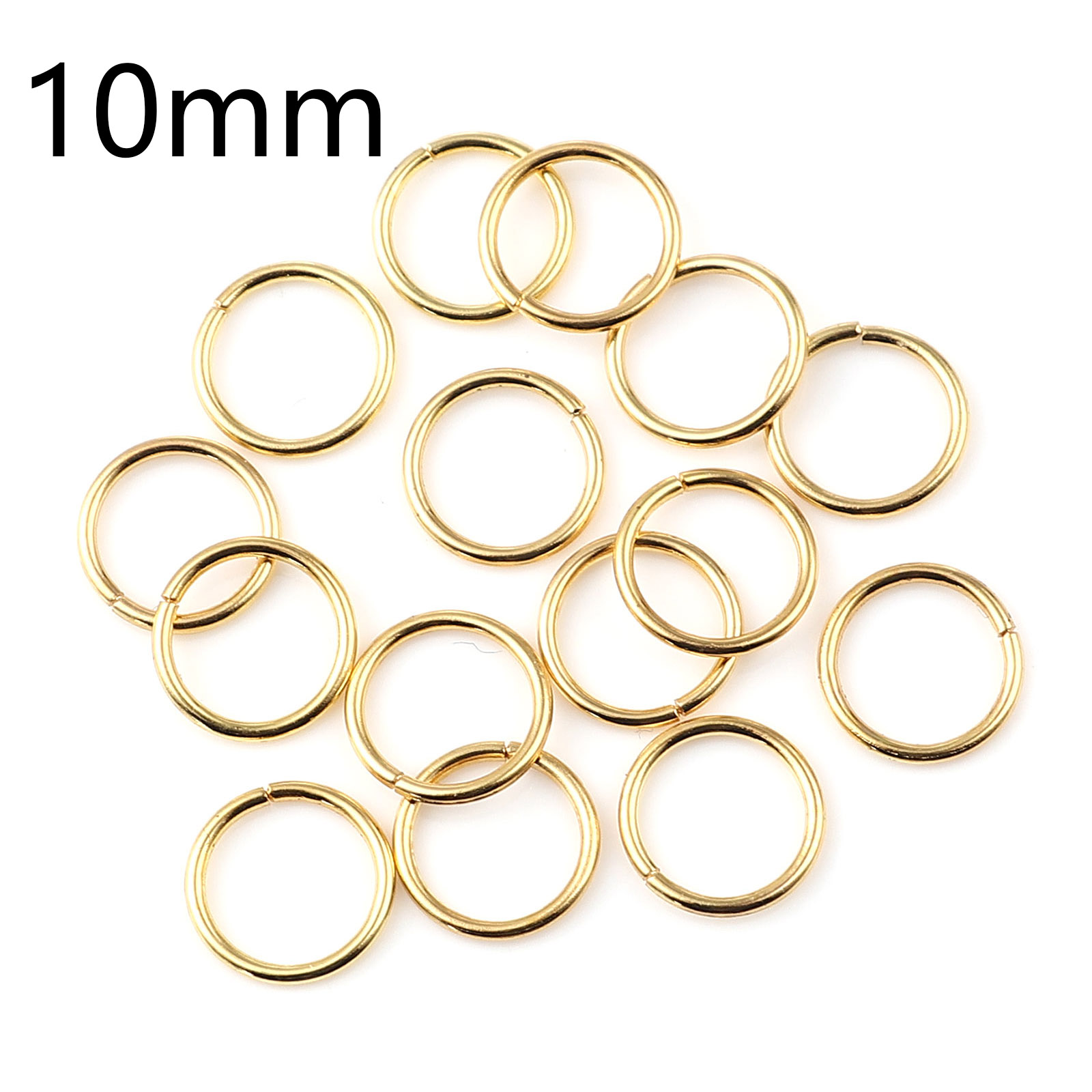 Picture of 1mm Iron Based Alloy Open Jump Rings Findings Circle Ring Gold Plated 10mm Dia, 200 PCs