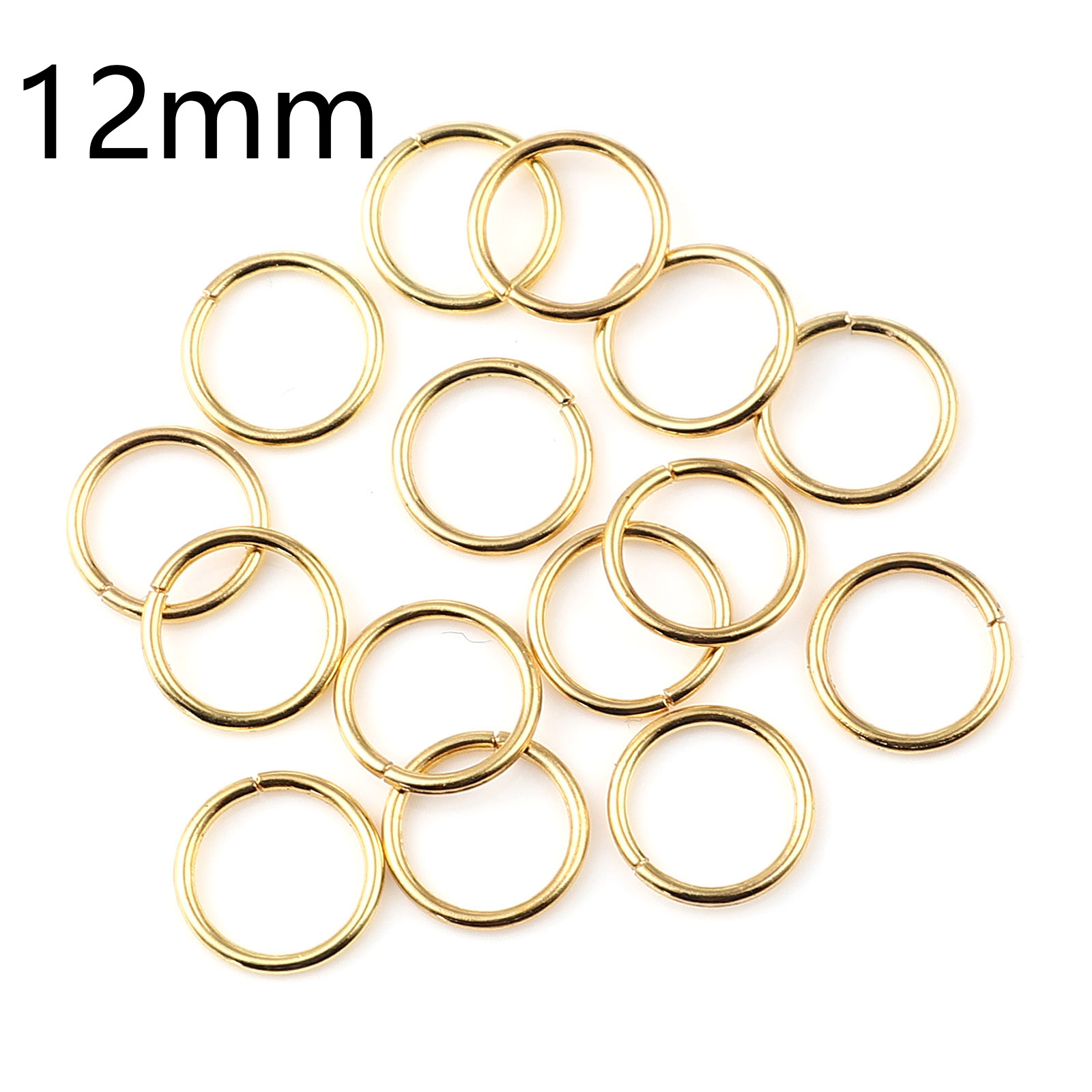 Picture of 1.2mm Iron Based Alloy Open Jump Rings Findings Circle Ring Gold Plated 12mm Dia, 200 PCs