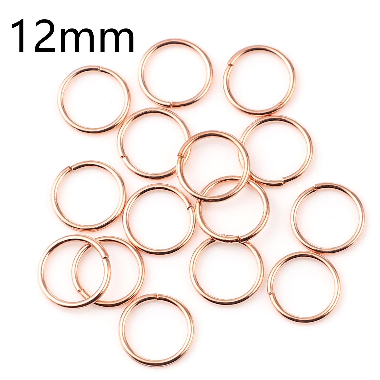 Picture of 1.2mm Iron Based Alloy Open Jump Rings Findings Circle Ring Rose Gold 12mm Dia, 200 PCs