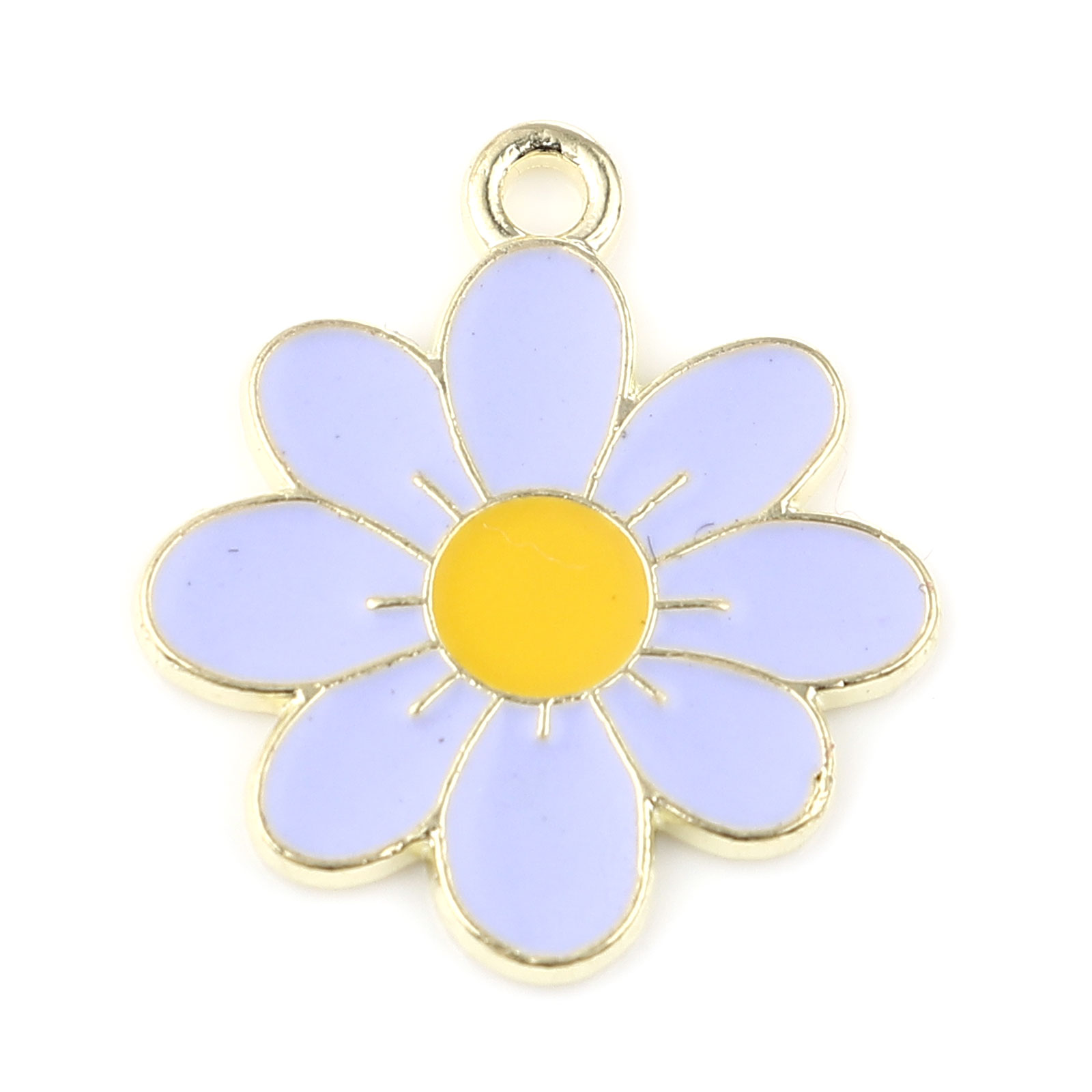 Picture of Zinc Based Alloy Charms Gold Plated Blue Flower Enamel 23mm x 21mm, 20 PCs