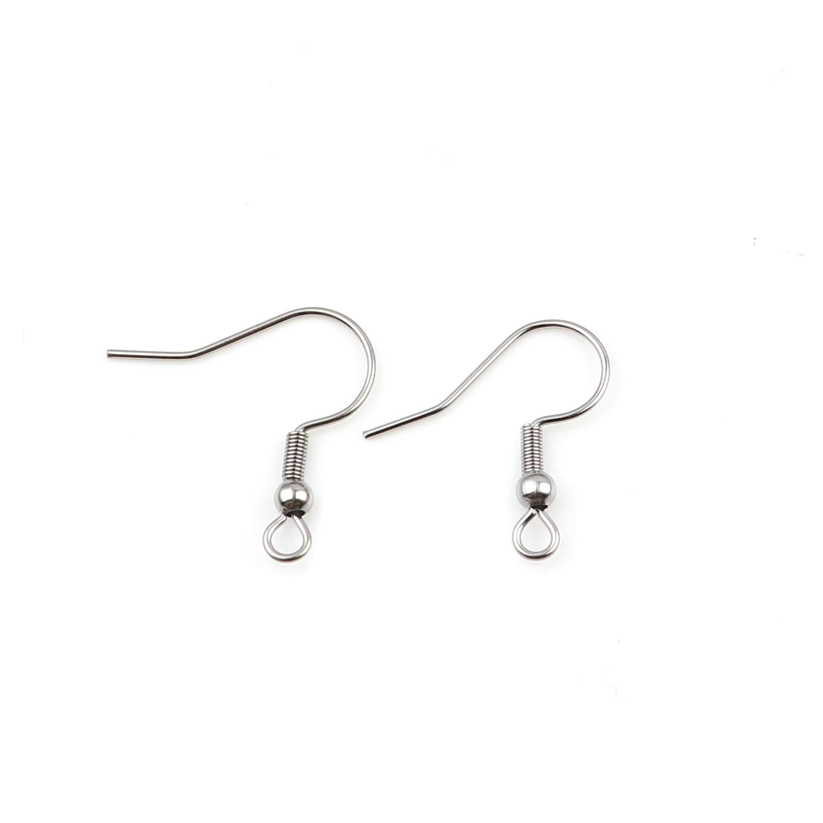 Picture of 304 Stainless Steel Ear Wire Hooks Earrings For DIY Jewelry Making Accessories Hook Silver Tone With Loop 21mm x 20mm, Post/ Wire Size: (21 gauge), 50 PCs