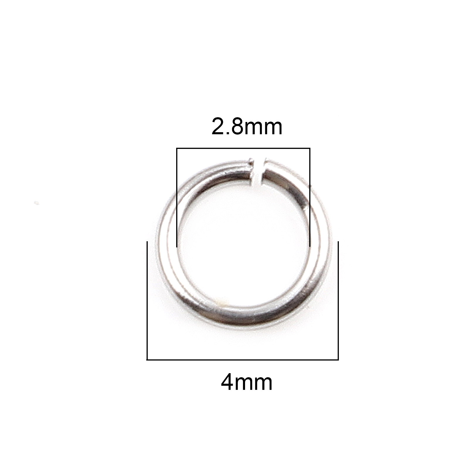 Picture of 0.6mm Stainless Steel Open Jump Rings Findings Round Silver Tone 4mm Dia., 100 PCs