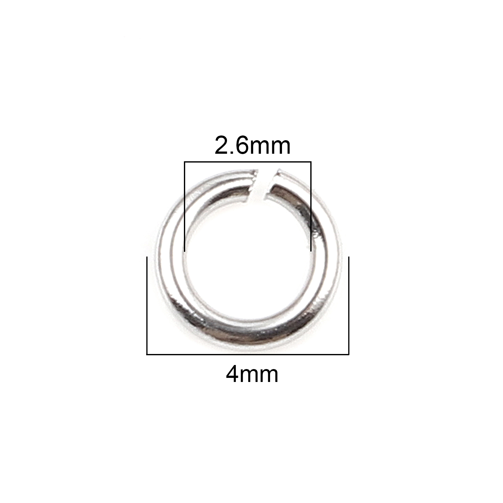 Picture of 0.7mm Stainless Steel Open Jump Rings Findings Round Silver Tone 4mm Dia., 100 PCs