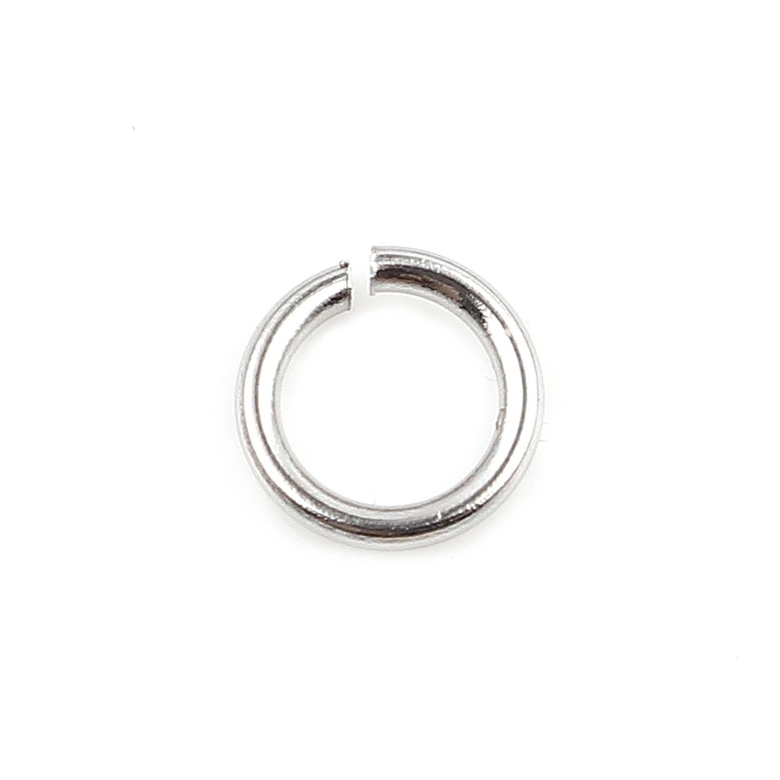 Picture of 0.9mm Stainless Steel Open Jump Rings Findings Round Silver Tone 6mm Dia., 100 PCs