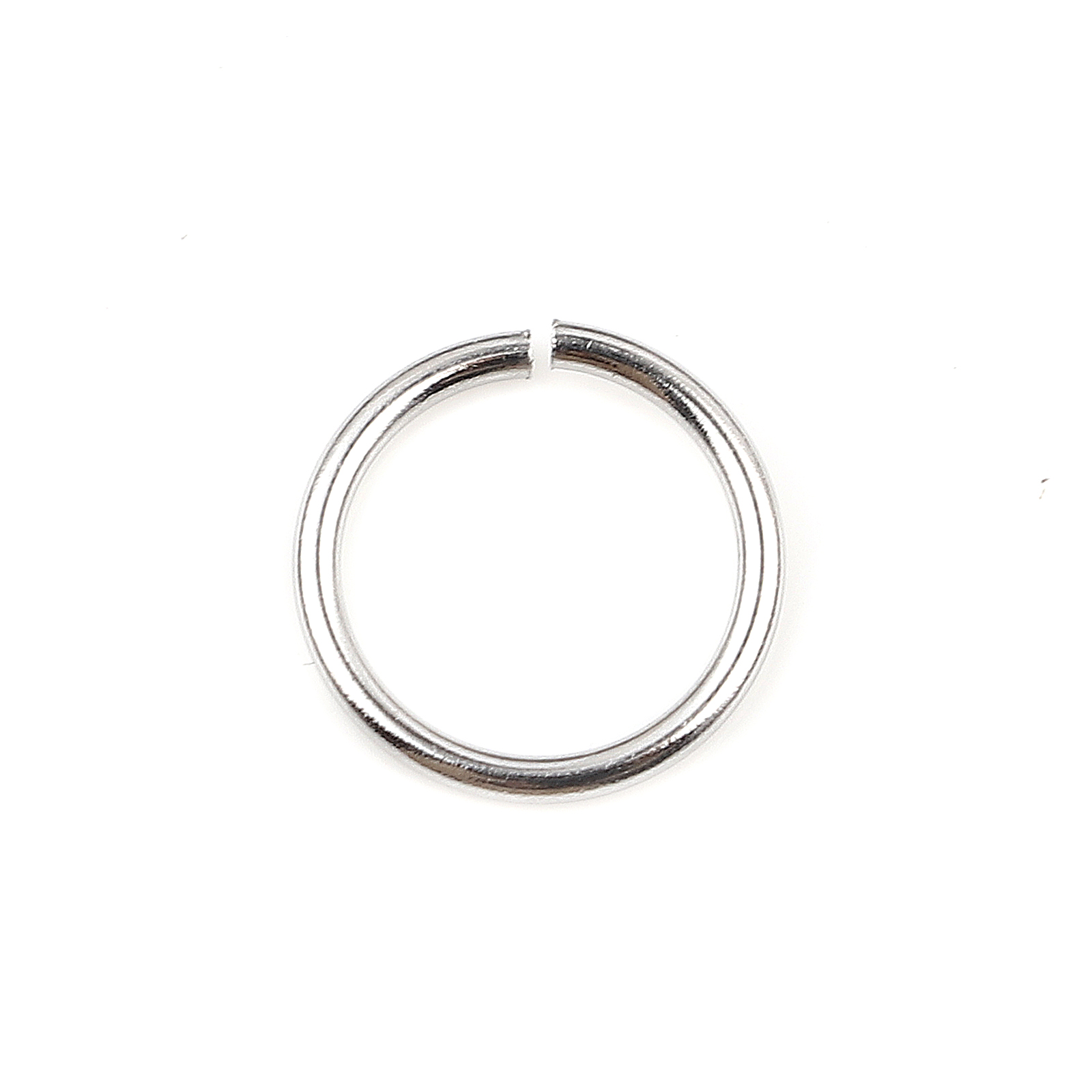 Picture of 1mm Stainless Steel Open Jump Rings Findings Round Silver Tone 10mm Dia., 100 PCs