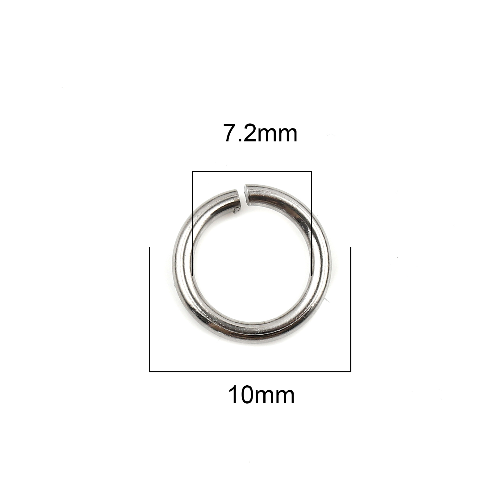 Picture of 1.4mm Stainless Steel Open Jump Rings Findings Round Silver Tone 10mm Dia., 100 PCs