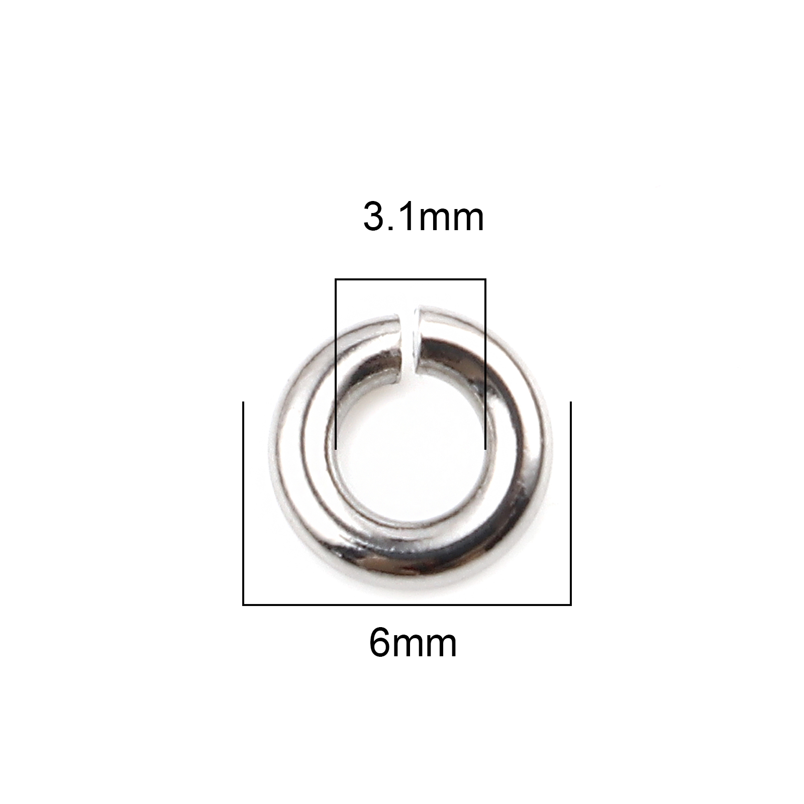 Picture of 1.5mm Stainless Steel Open Jump Rings Findings Round Silver Tone 6mm Dia., 100 PCs