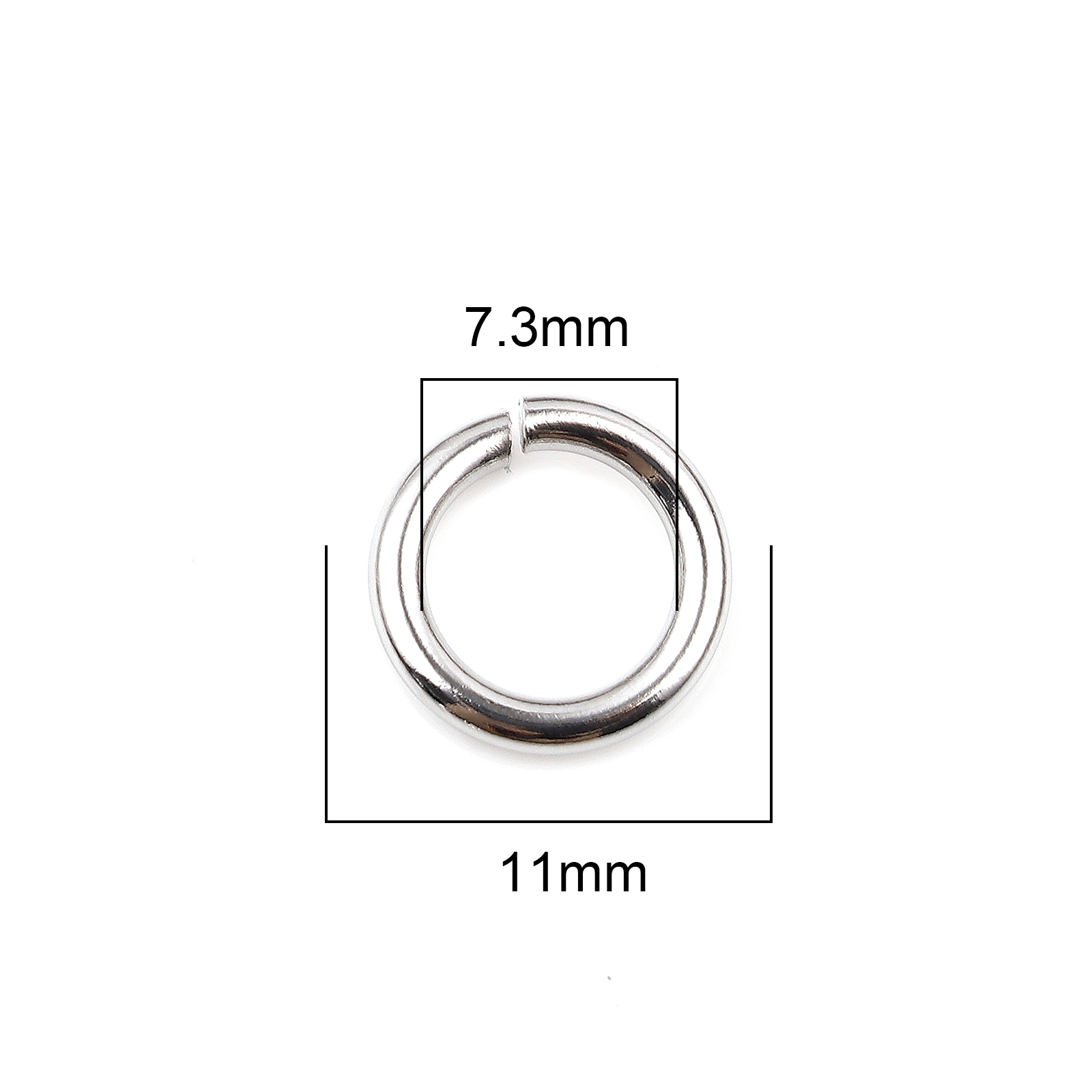 Picture of 1.8mm Stainless Steel Open Jump Rings Findings Round Silver Tone 11mm Dia., 100 PCs