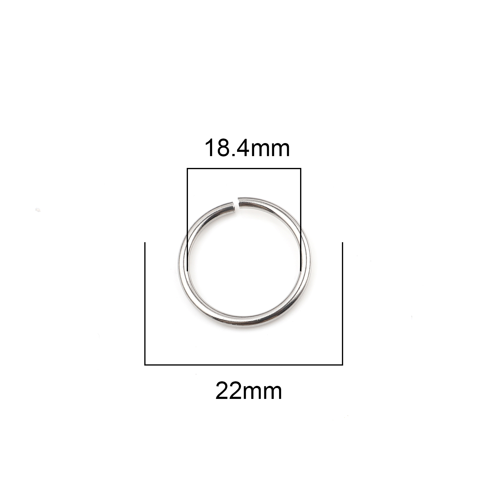Picture of 2mm Stainless Steel Open Jump Rings Findings Round Silver Tone 22mm Dia., 100 PCs