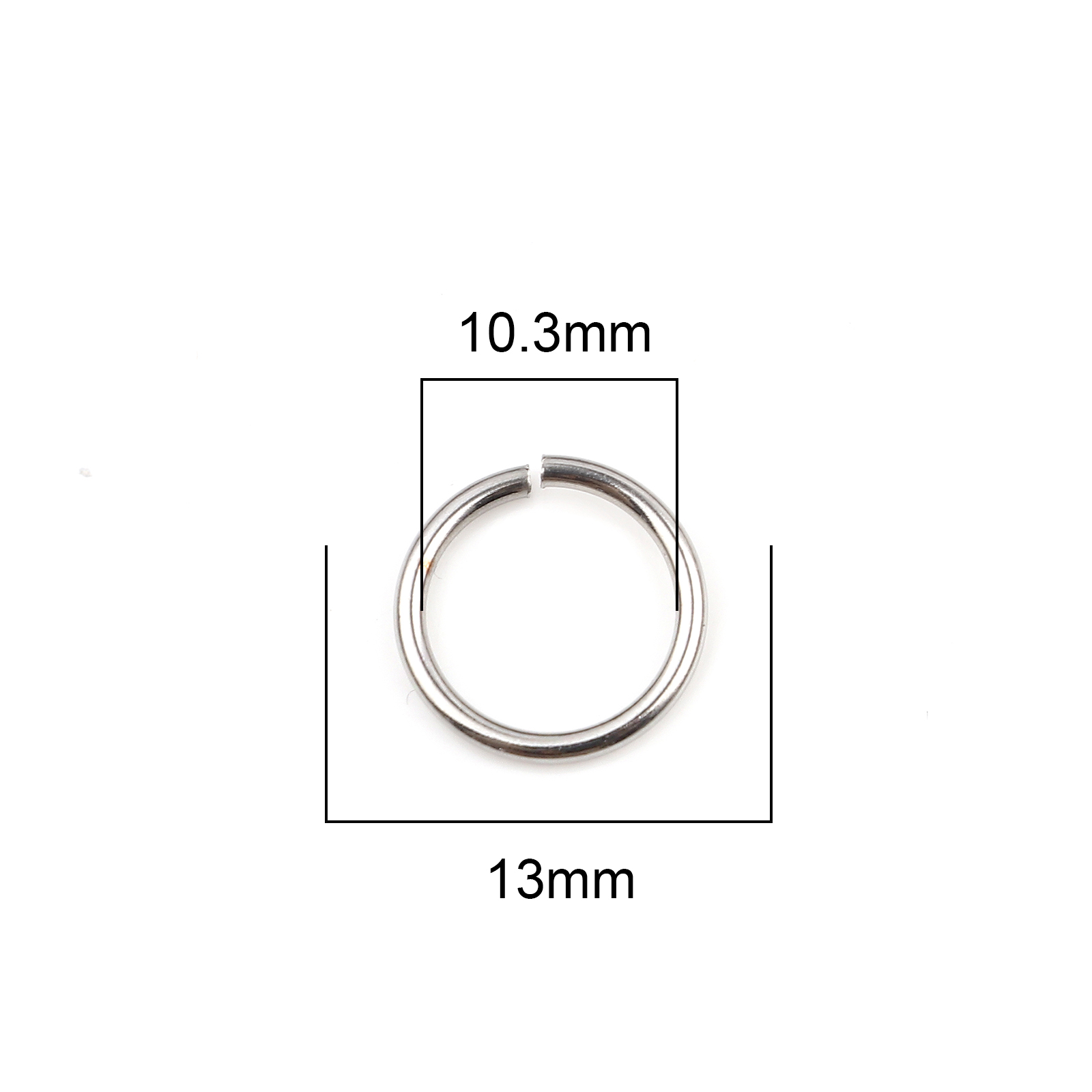 Picture of 1.4mm Stainless Steel Open Jump Rings Findings Round Silver Tone 13mm Dia., 100 PCs