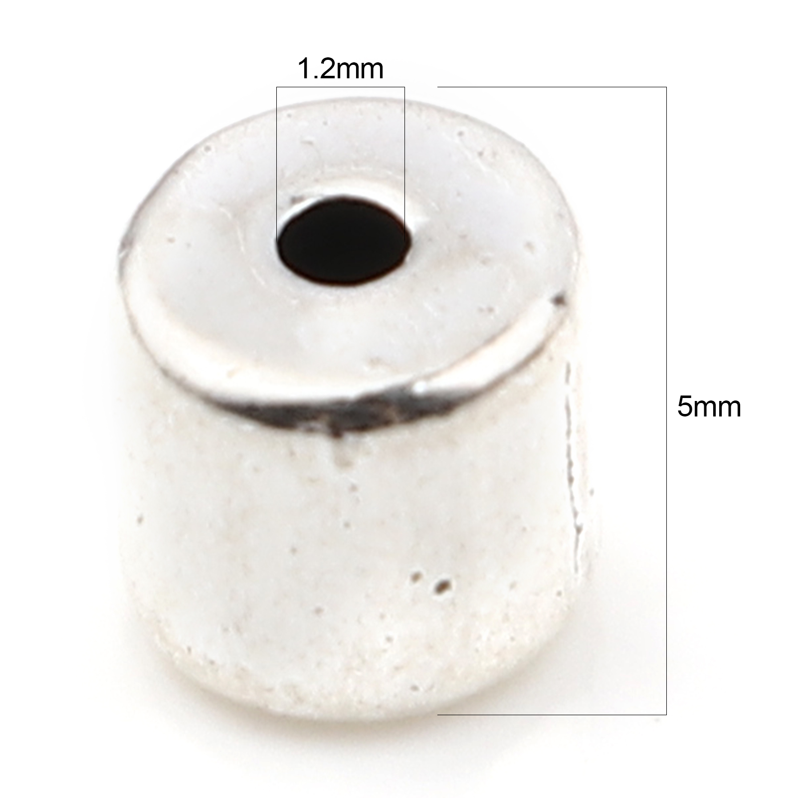 Picture of Zinc Based Alloy Enamel Spacer Beads Heishi Beads Disc Beads Cylinder Silver Plated About 5mm x 4mm, Hole: Approx 1.2mm, 20 PCs