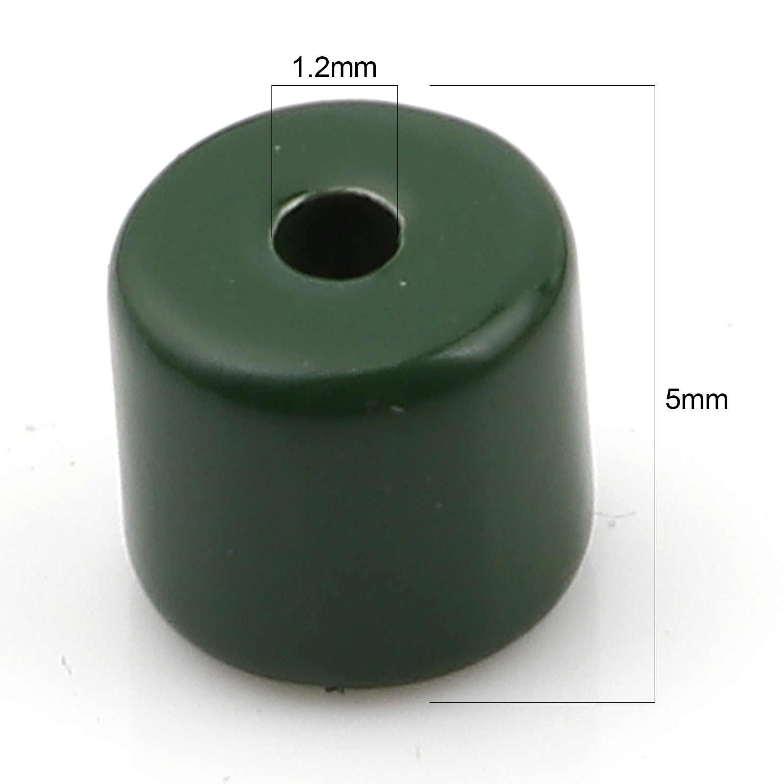 Picture of Zinc Based Alloy Enamel Spacer Beads Heishi Beads Disc Beads Cylinder Dark Green About 5mm x 4mm, Hole: Approx 1.2mm, 20 PCs