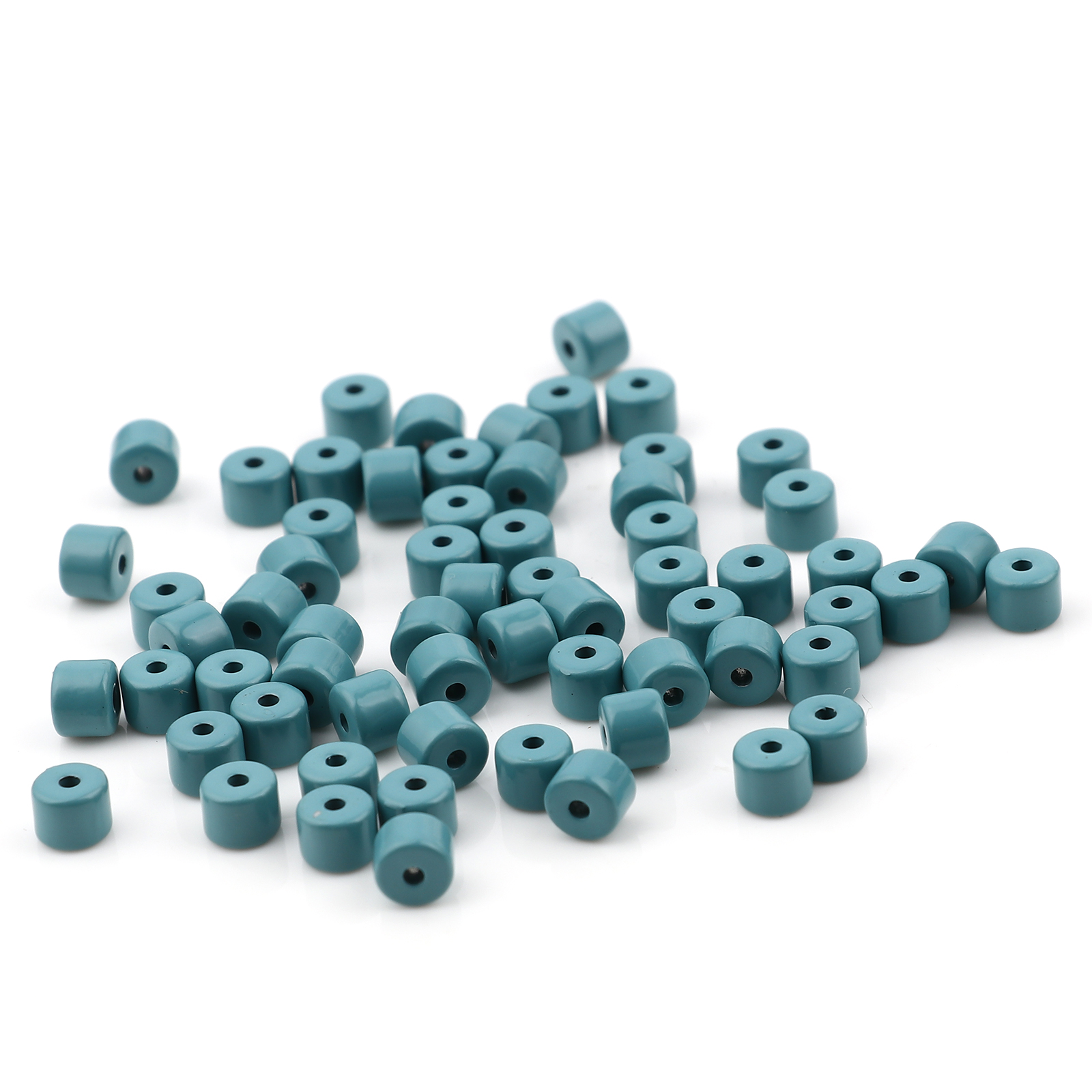 Picture of Zinc Based Alloy Enamel Spacer Beads Heishi Beads Disc Beads Cylinder Light Blue About 5mm x 4mm, Hole: Approx 1.2mm, 20 PCs