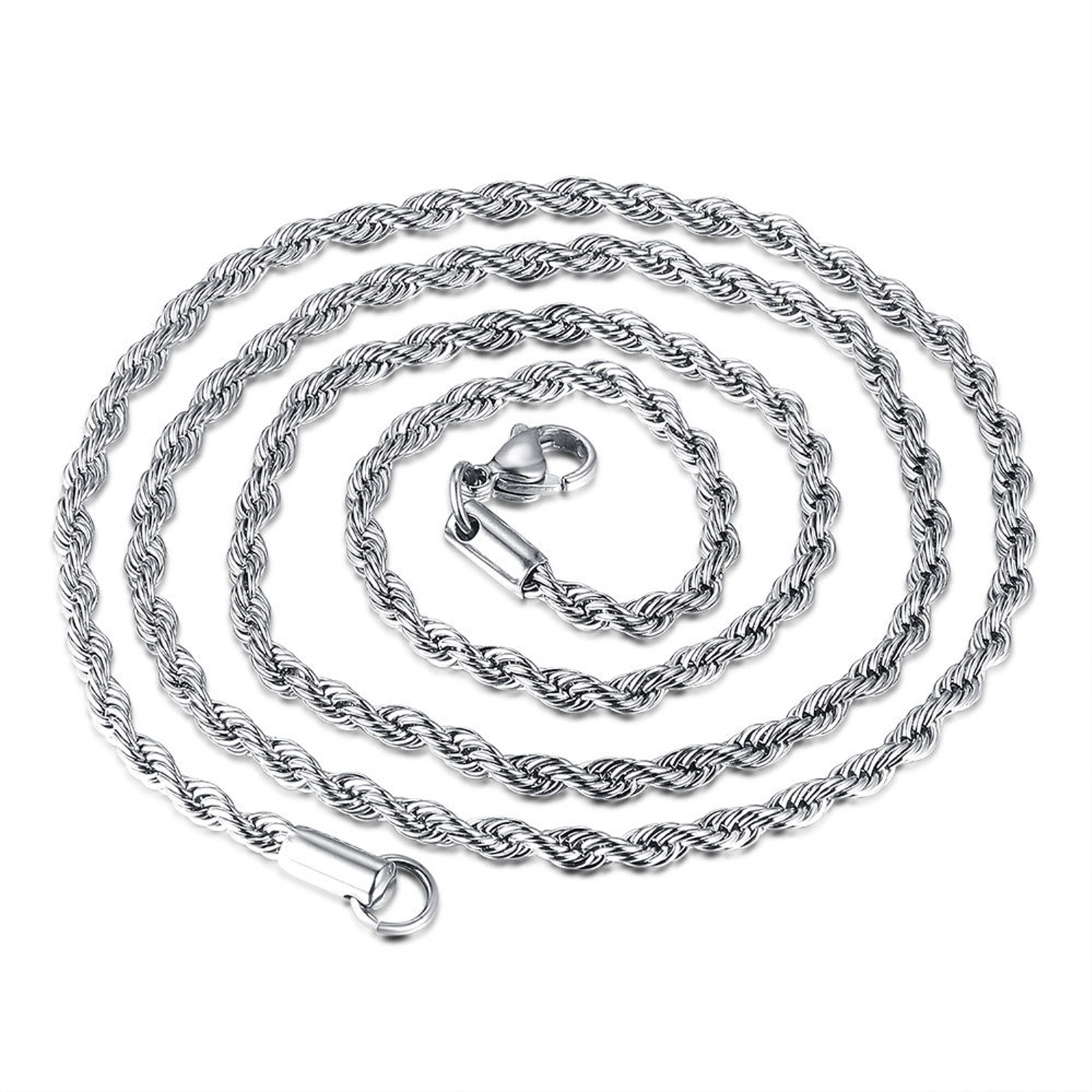 Picture of Stainless Steel Braided Rope Chain Necklace Silver Tone 41cm(16 1/8") long, 1 Piece