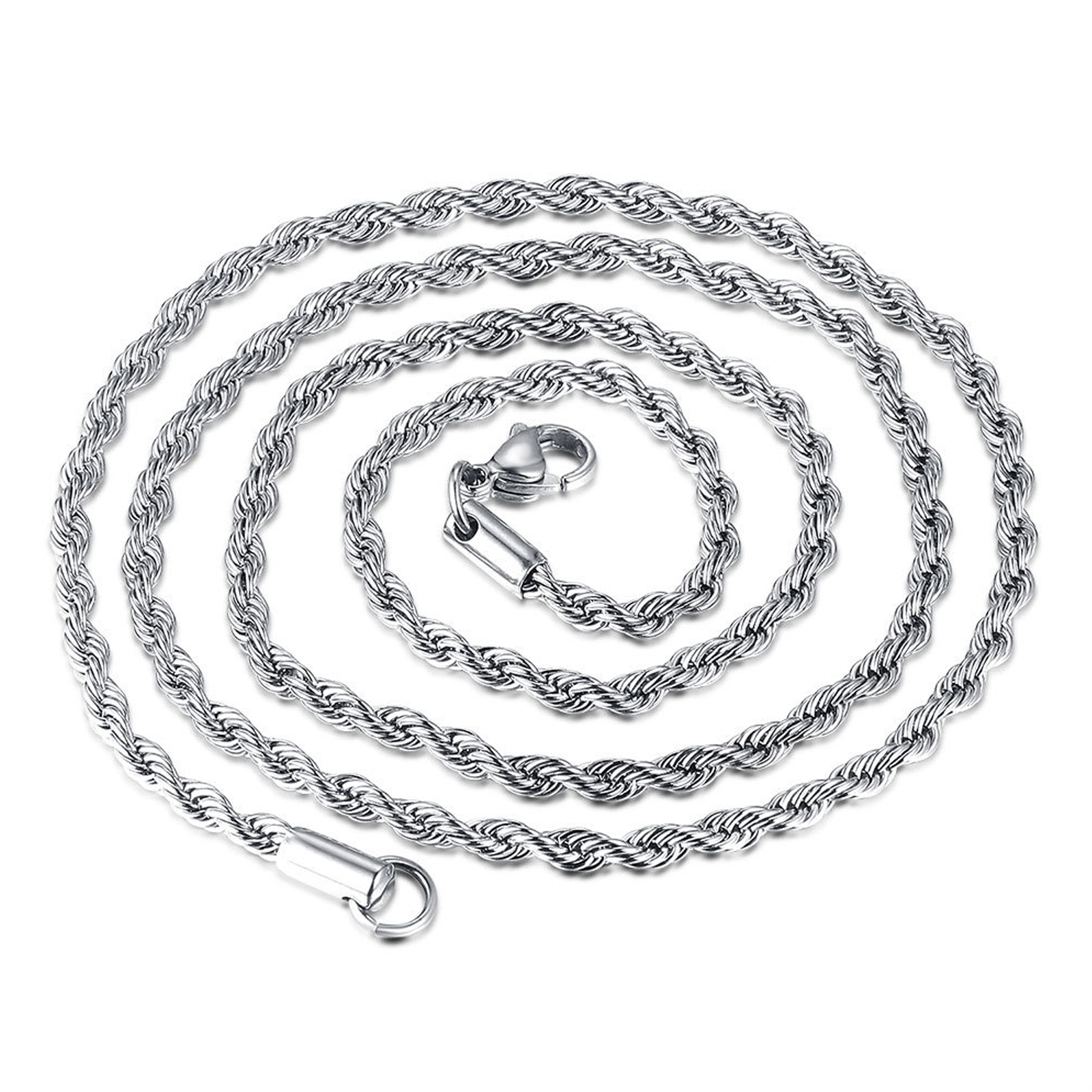 Picture of Stainless Steel Braided Rope Chain Necklace Silver Tone 51cm(20 1/8") long, 1 Piece