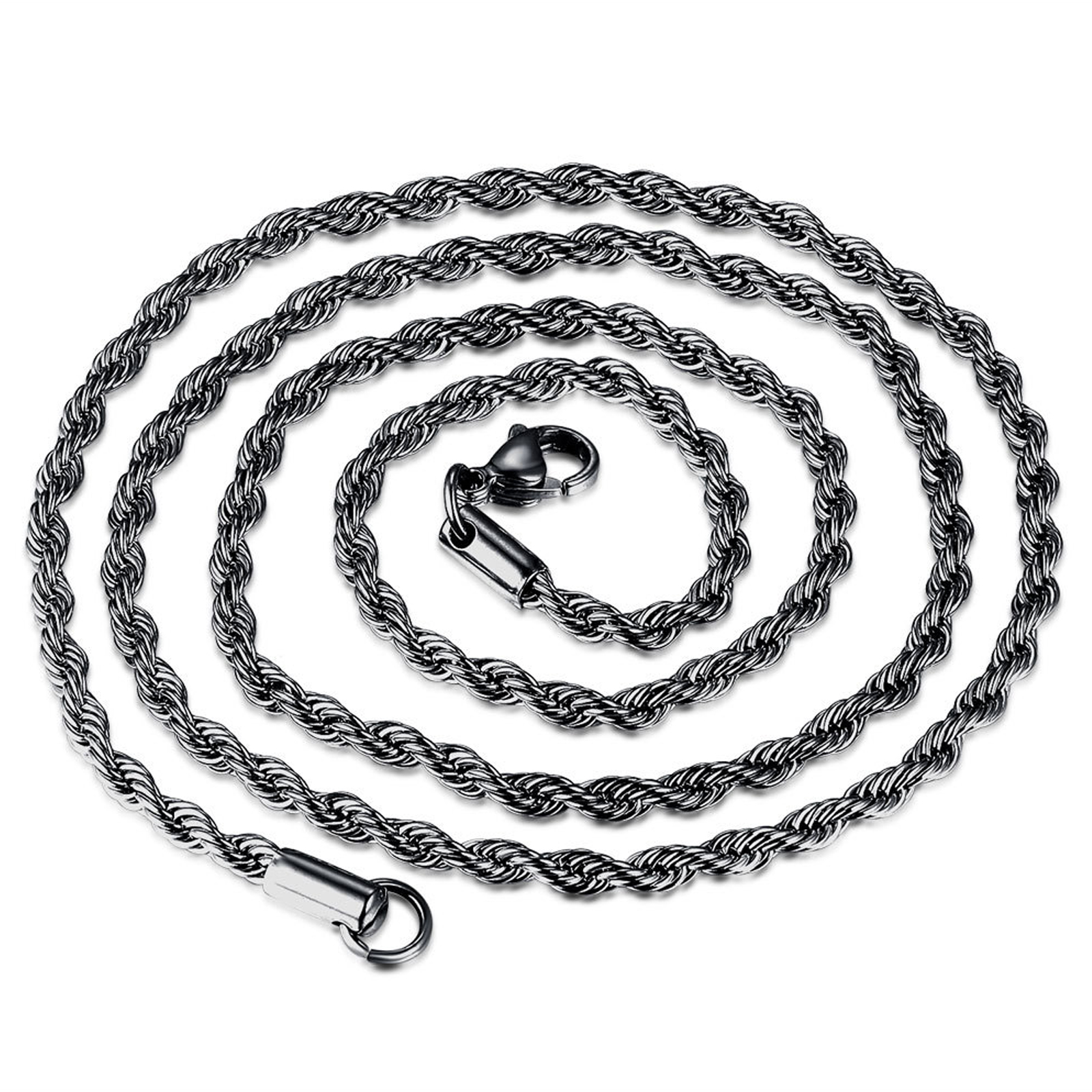 Picture of Stainless Steel Braided Rope Chain Necklace Gunmetal 41cm(16 1/8") long, 1 Piece