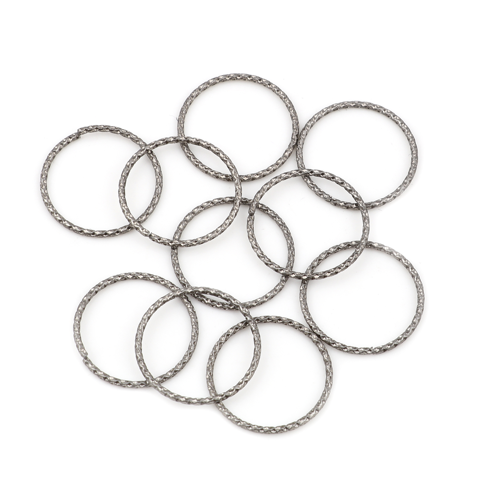 Picture of 1.1mm Stainless Steel Open Jump Rings Findings Braided Silver Tone 21mm Dia., 20 PCs