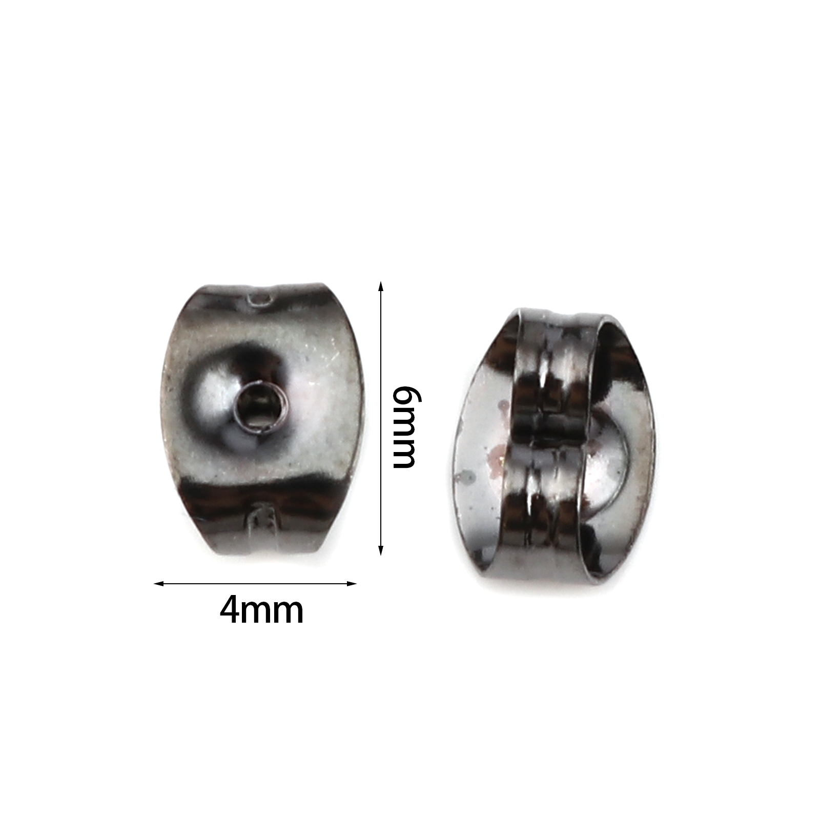 Picture of 304 Stainless Steel Ear Nuts Post Stopper Earring Findings Butterfly Animal Black 6mm x 4mm, 100 PCs