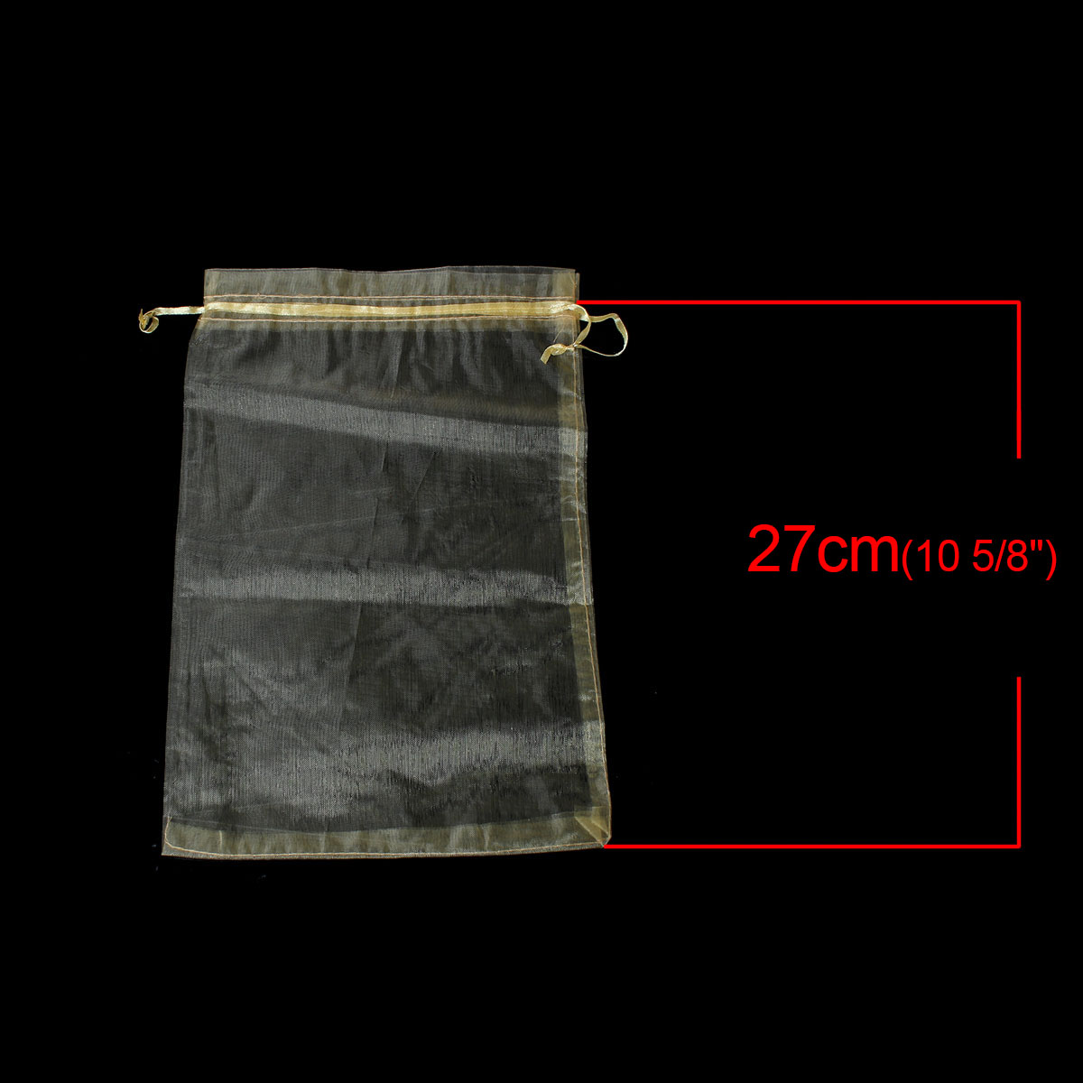 Picture of Wedding Gift Organza Jewelry Bags Drawstring Rectangle Golden (Usable Space: 27x20cm) 30cm x20cm(11 6/8" x7 7/8"), 20 PCs