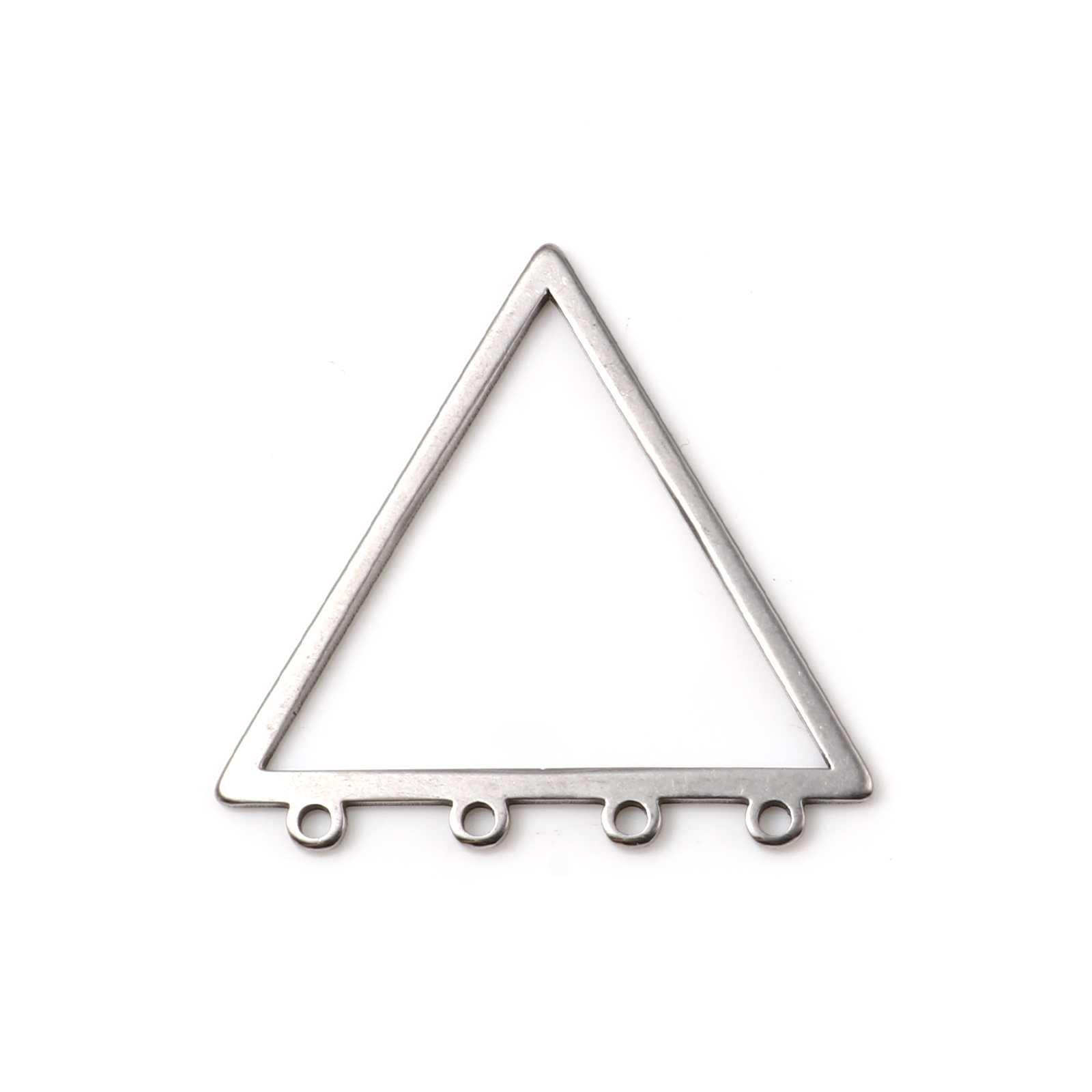 Picture of Stainless Steel Connectors Triangle Silver Tone Hollow 30mm x 28mm, 5 PCs