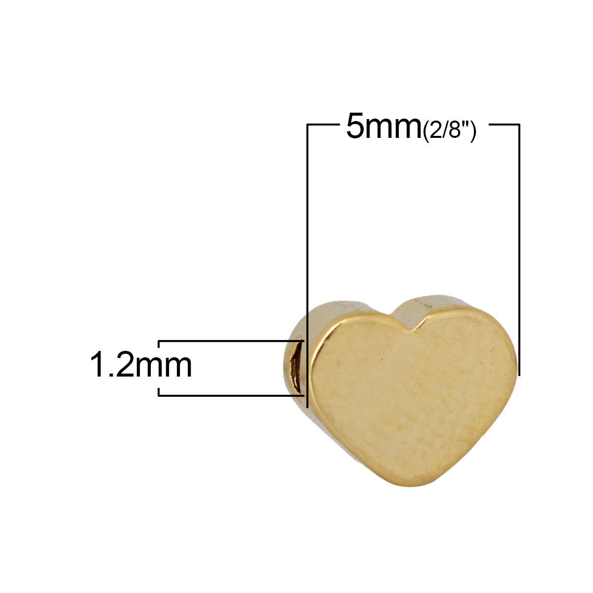 Picture of Copper Beads Heart Gold Plated Gold Plated About 5mm x 4mm, Hole: Approx 1.2mm, 20 PCs