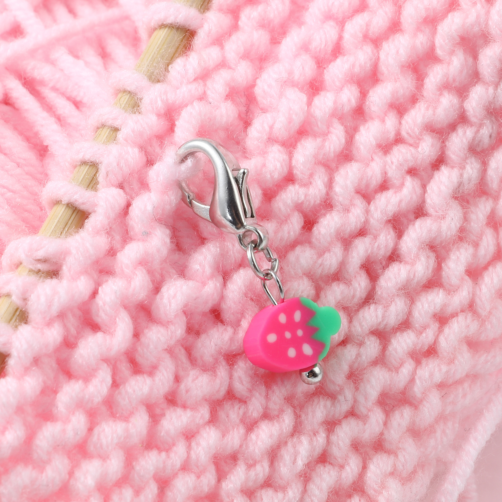 Picture of (Doreenbox)Zinc Based Alloy & Polymer Clay Knitting Stitch Markers Fruit At Random Color 32mm, 1 Set ( 6 PCs/Set)