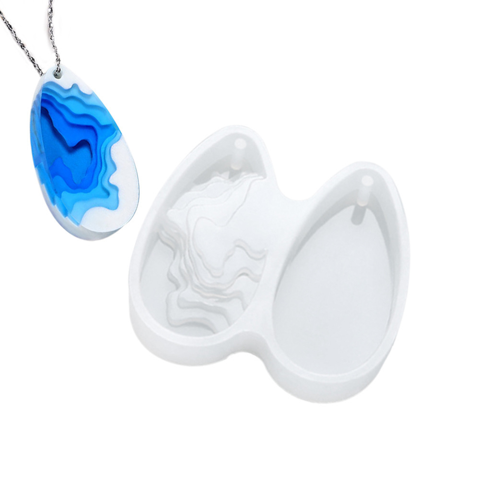 Picture of Silicone Resin Mold For Jewelry Making Pendant Oval White 5.2cm x 4.5cm, 1 Piece