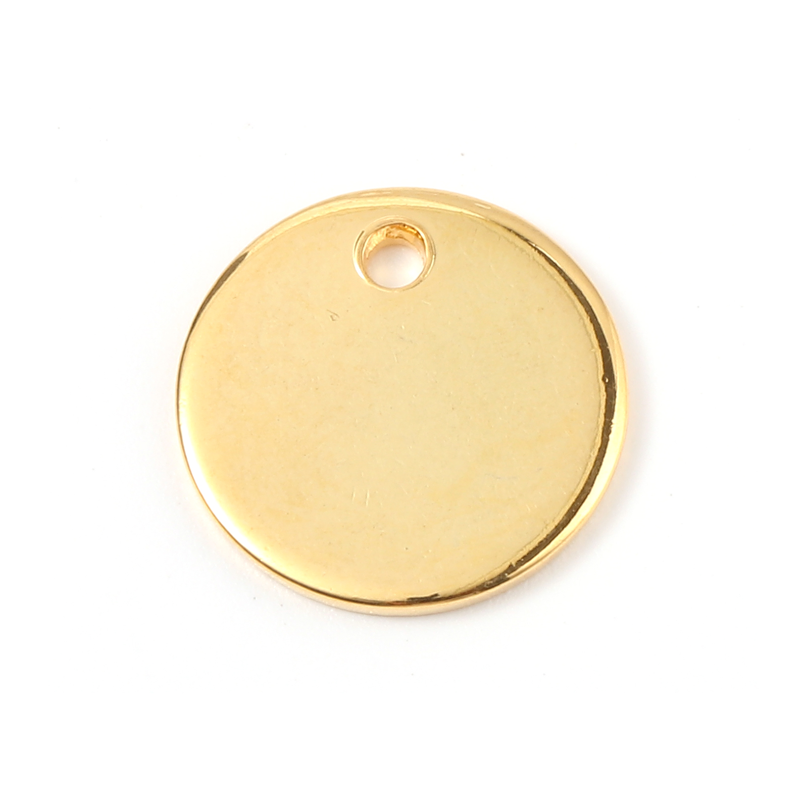 Picture of Stainless Steel Blank Stamping Tags Charms Round Gold Plated Roller Burnishing 12mm Dia., 10 PCs