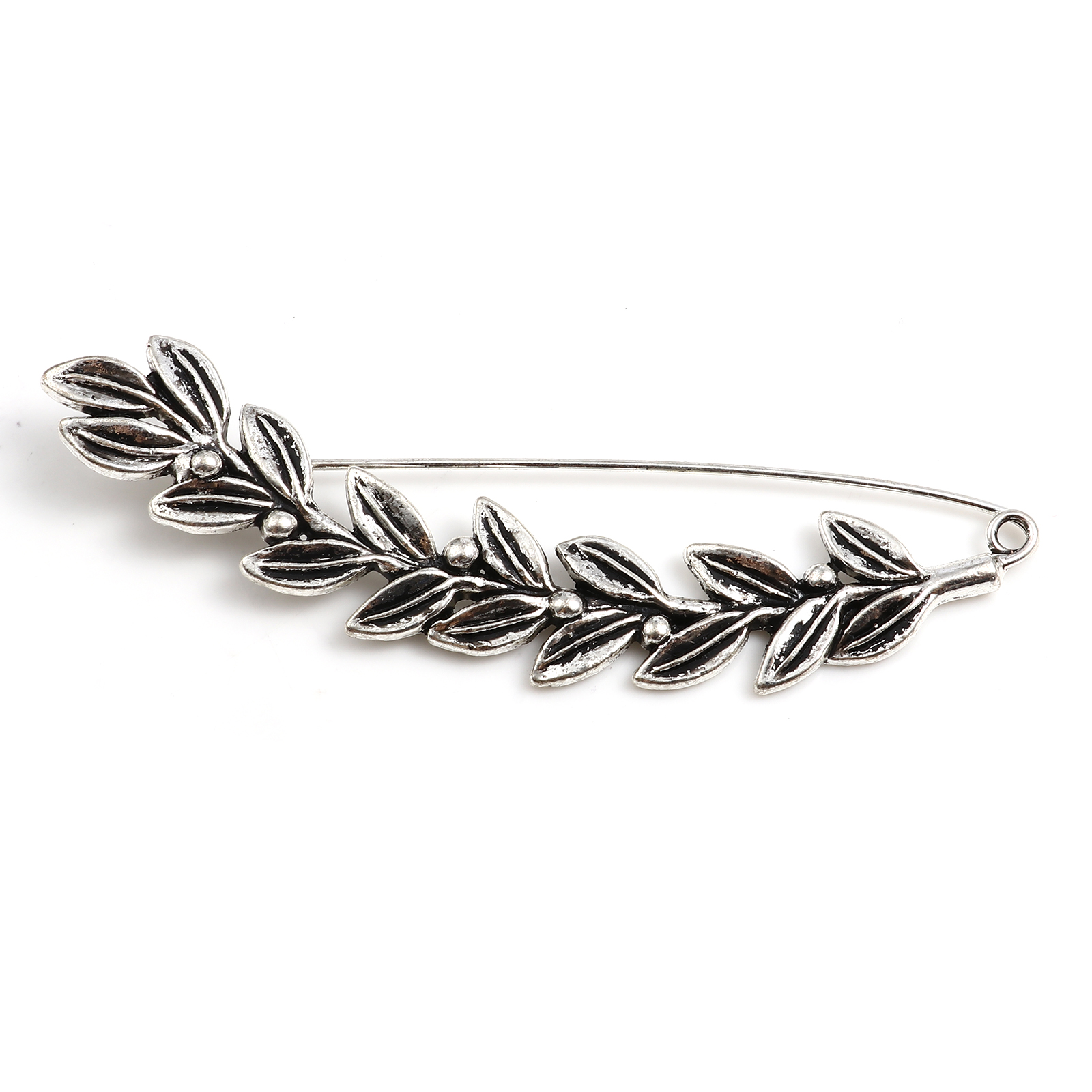 Picture of Zinc Based Alloy Pin Brooches Findings Ear Of Wheat Antique Silver Color 8.6cm x 3.2cm, 2 PCs