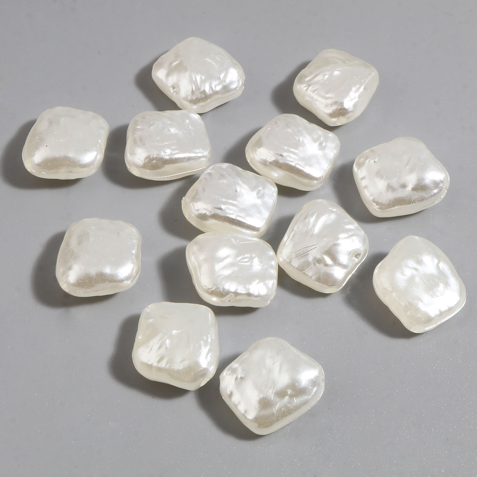 Picture of Acrylic Baroque Beads Irregular White Imitation Pearl About 15mm x 13mm, Hole: Approx 1.5mm, 100 PCs