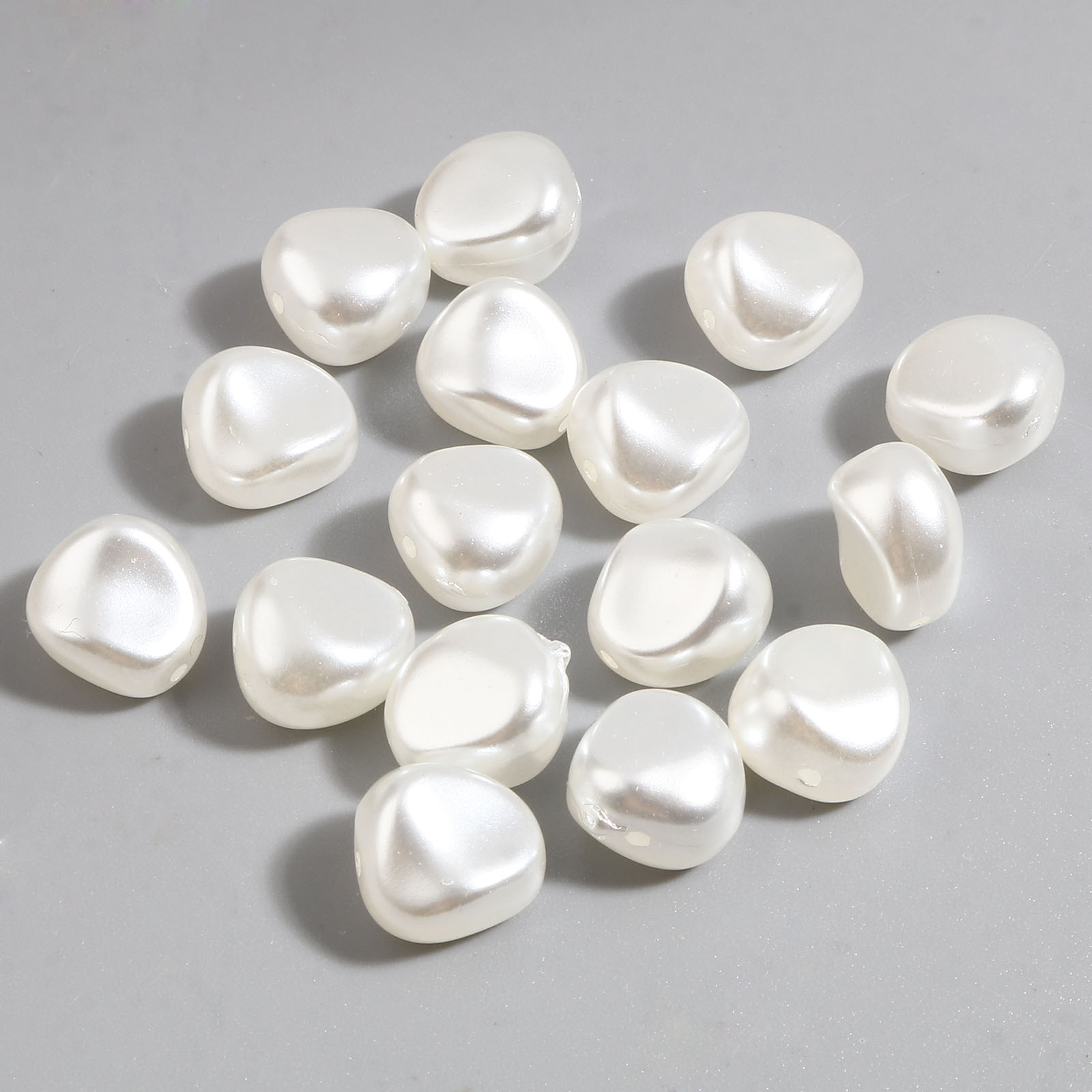 Picture of Acrylic Baroque Beads Irregular White Imitation Pearl About 11mm x 10.5mm, Hole: Approx 1.2mm, 100 PCs