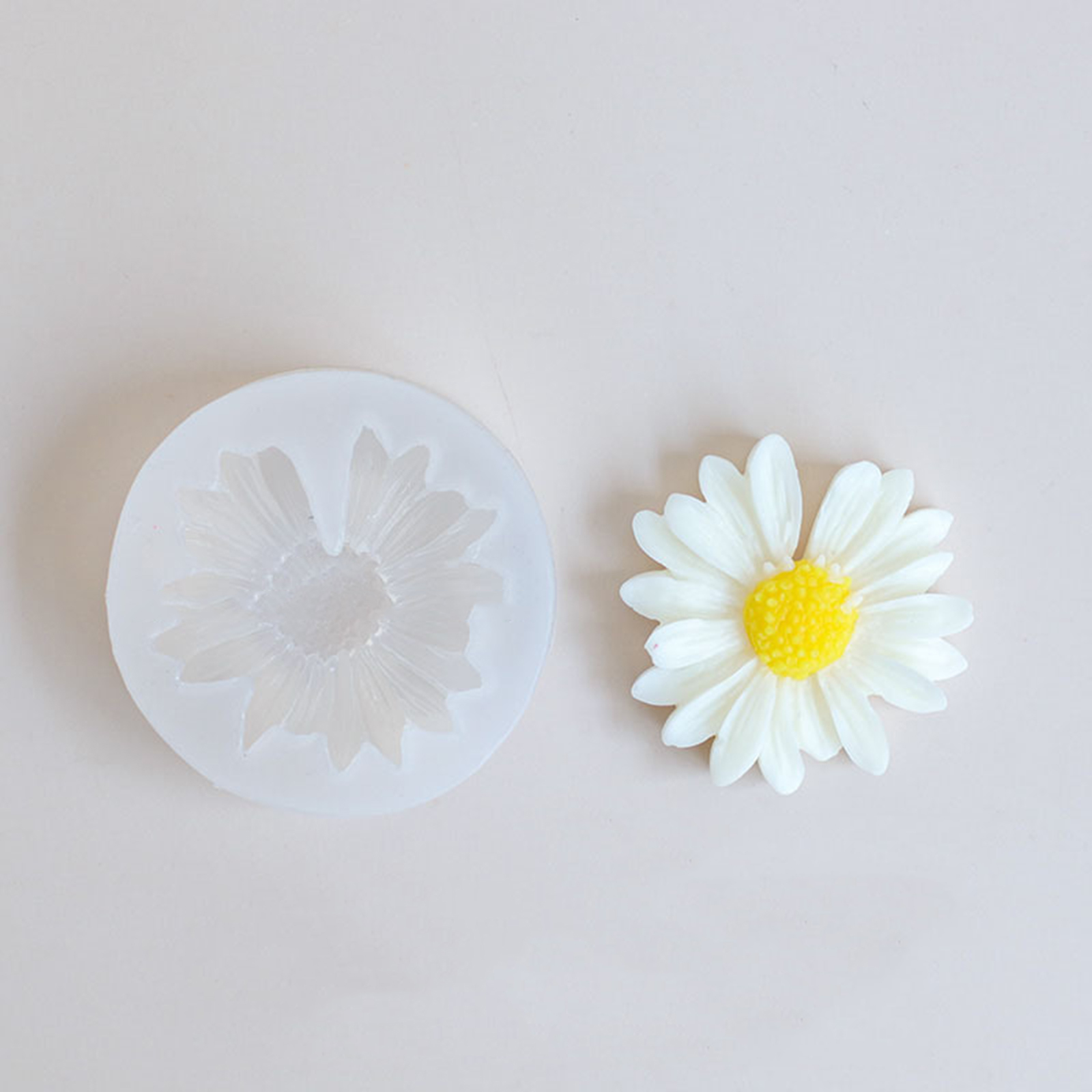 Picture of Silicone Resin Mold For Jewelry Making Handmade soap Without Holes Chrysanthemum Flower White 7cm Dia., 1 Piece