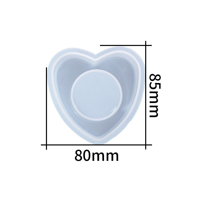 Picture of Silicone Resin Mold For Jewelry Making Candlestick Decoration Heart White 8.5cm x 8cm, 1 Piece