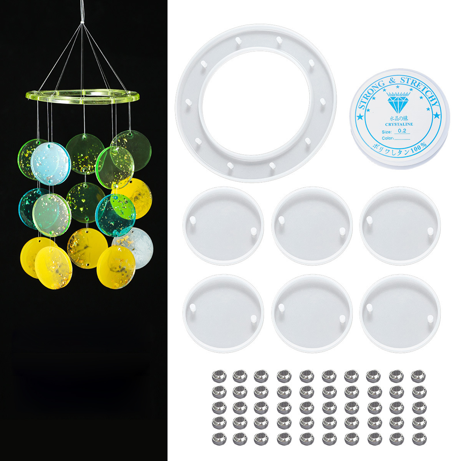 Picture of Silicone Resin Mold For Jewelry Making Wind Chime Material Package Set Wind Chime White 11.5cm - 1.6cm, 1 Set